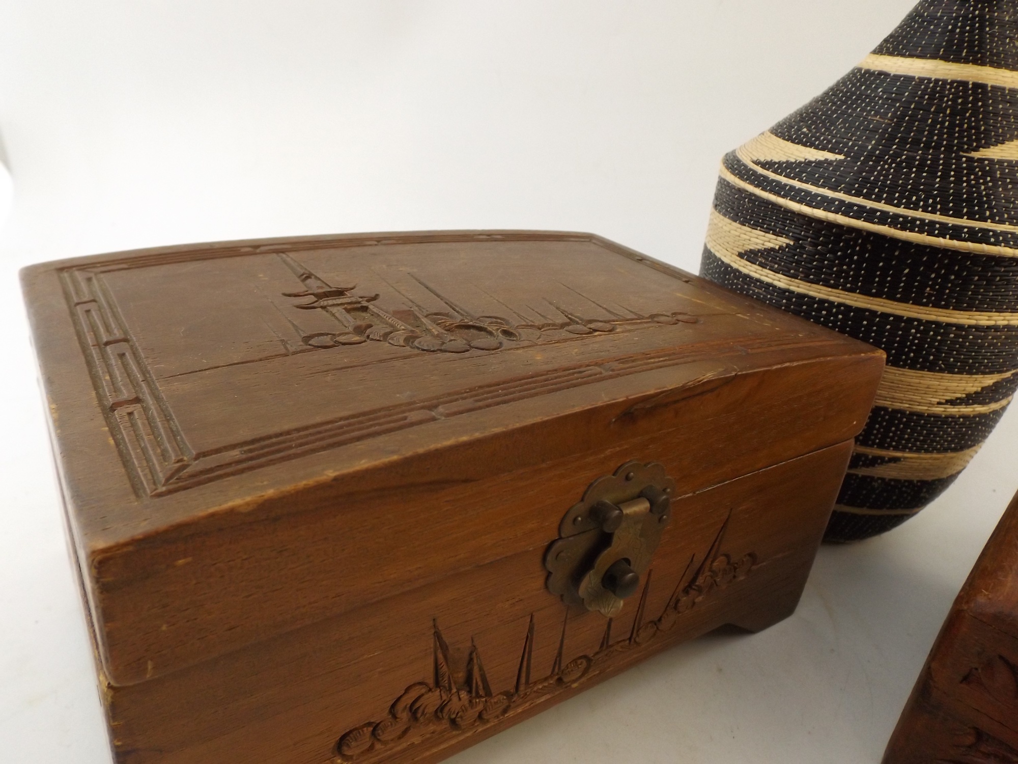Inlaid Wooden Boxes and Rwandan Woven Basket