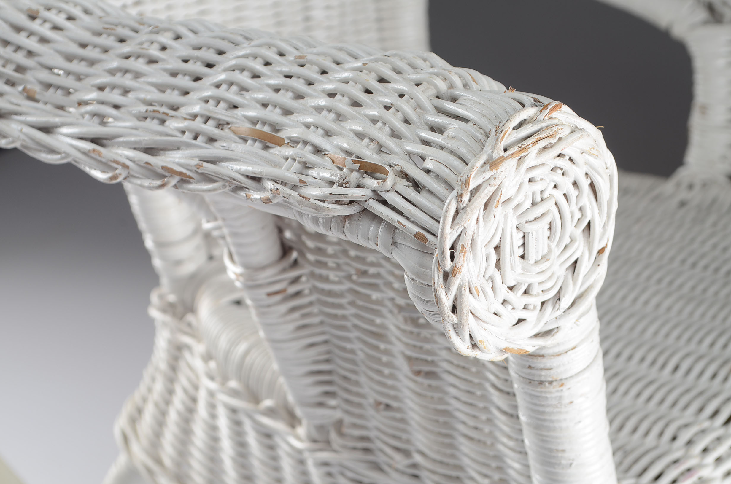 Child's White Wicker Rocking Chair