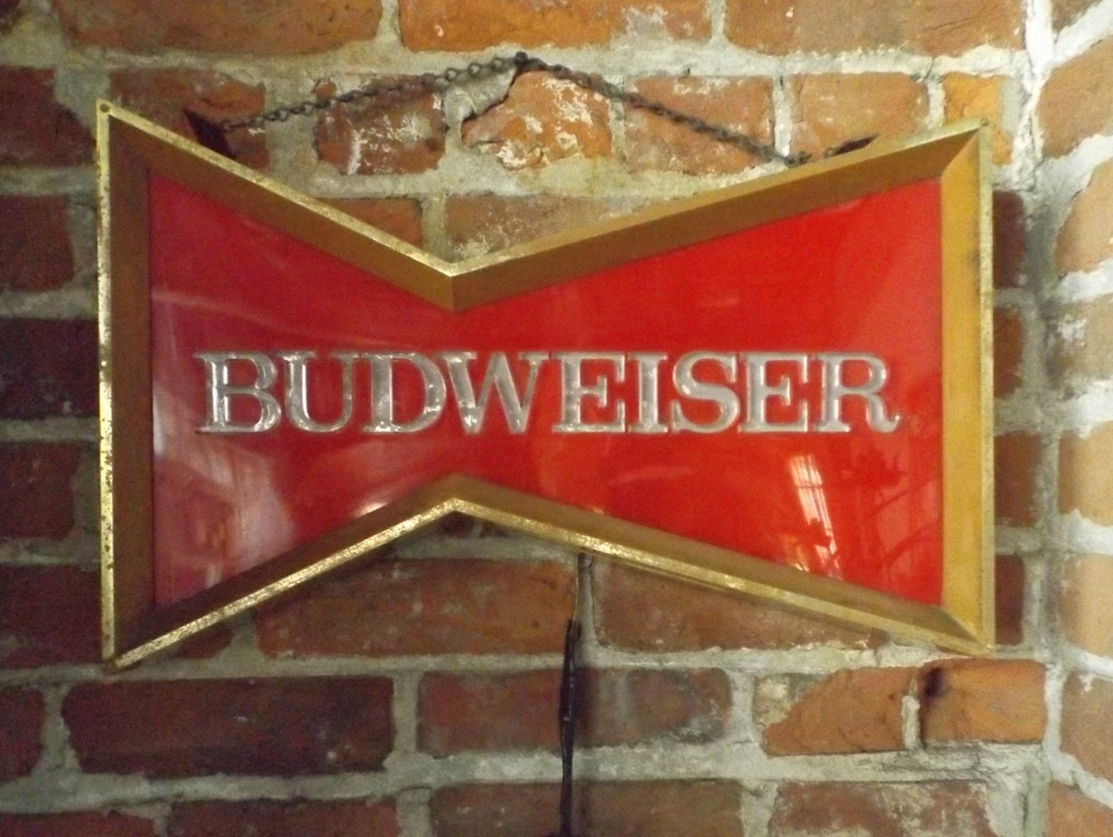 Vintage Budweiser Lighted Bow Tie Window Advertising Sign