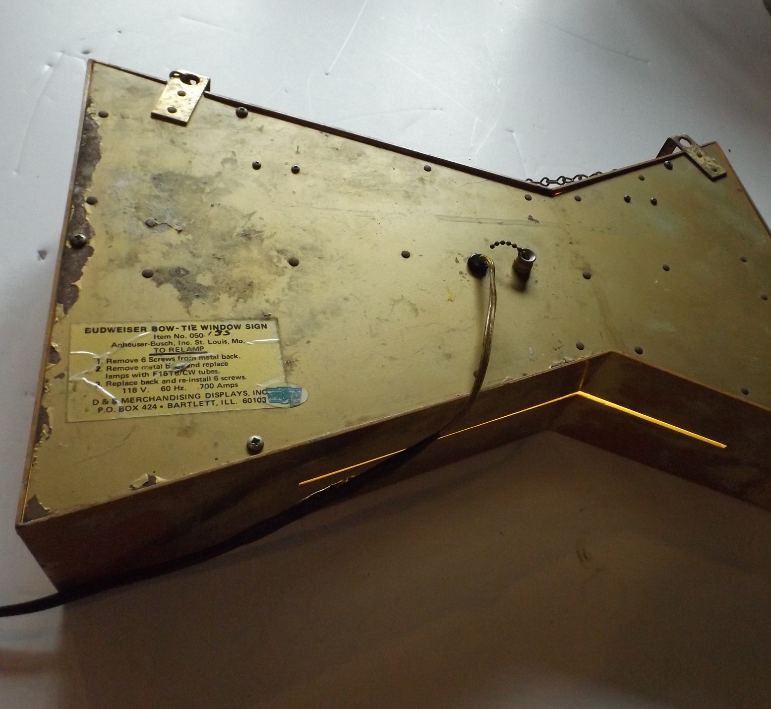 Vintage Budweiser Lighted Bow Tie Window Advertising Sign