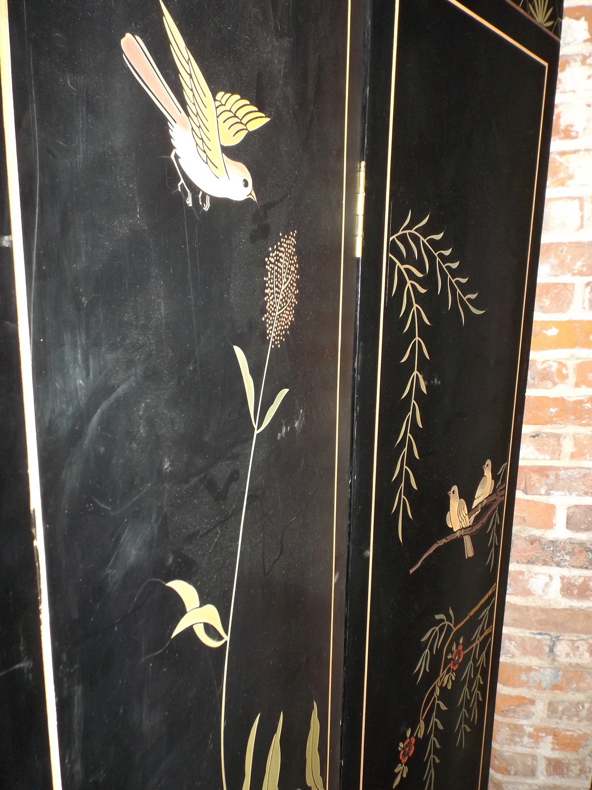Oriental Four-Panel Folding Screen