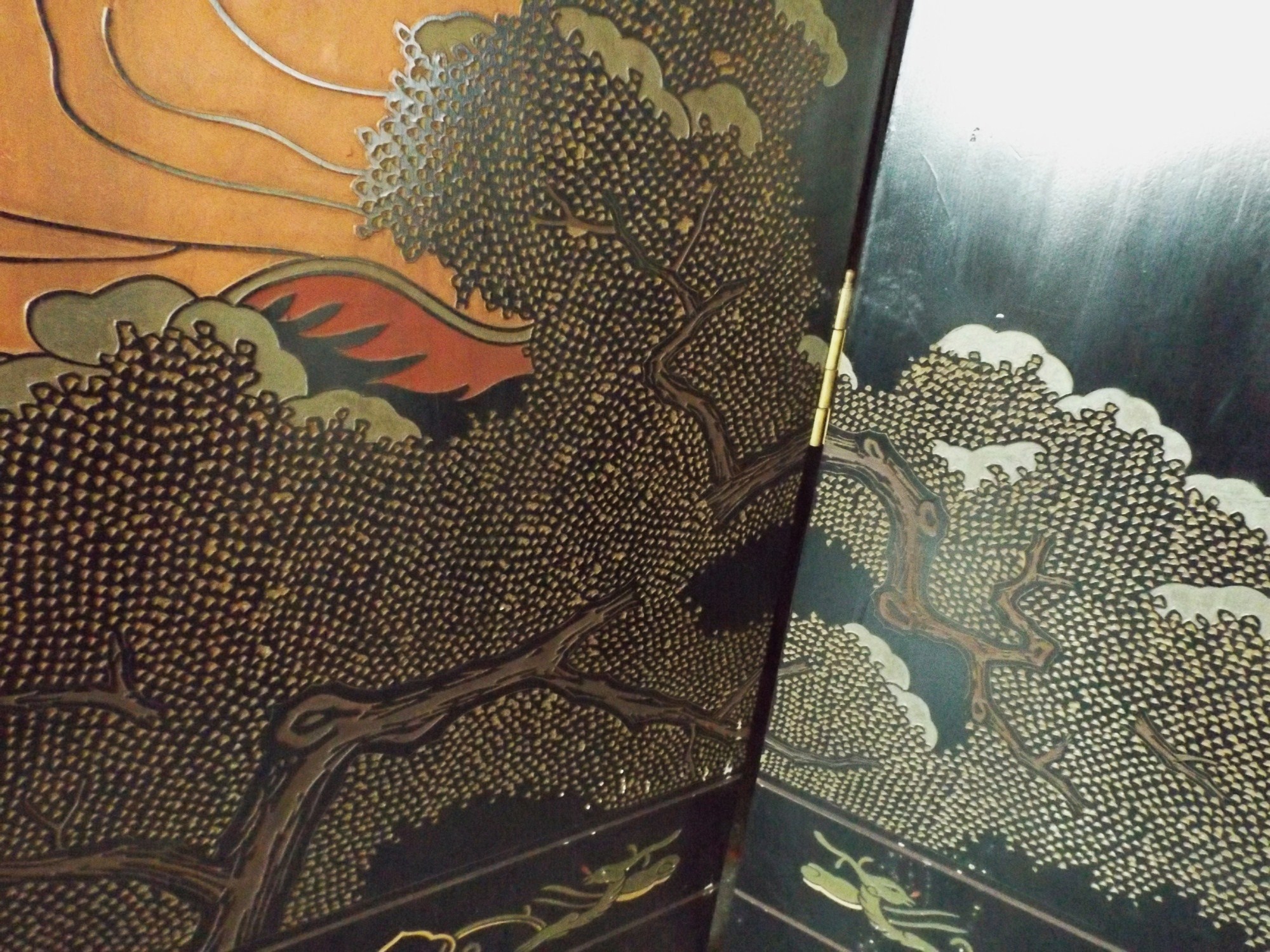Oriental Four-Panel Folding Screen