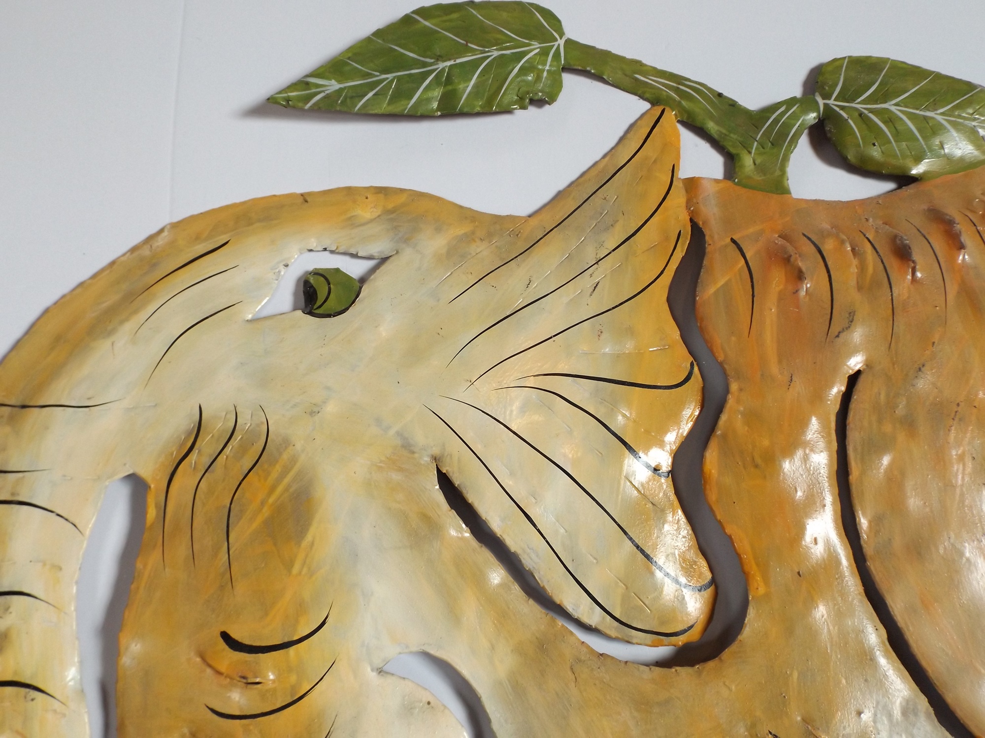 Painted Metal Elephant Wall Sculpture