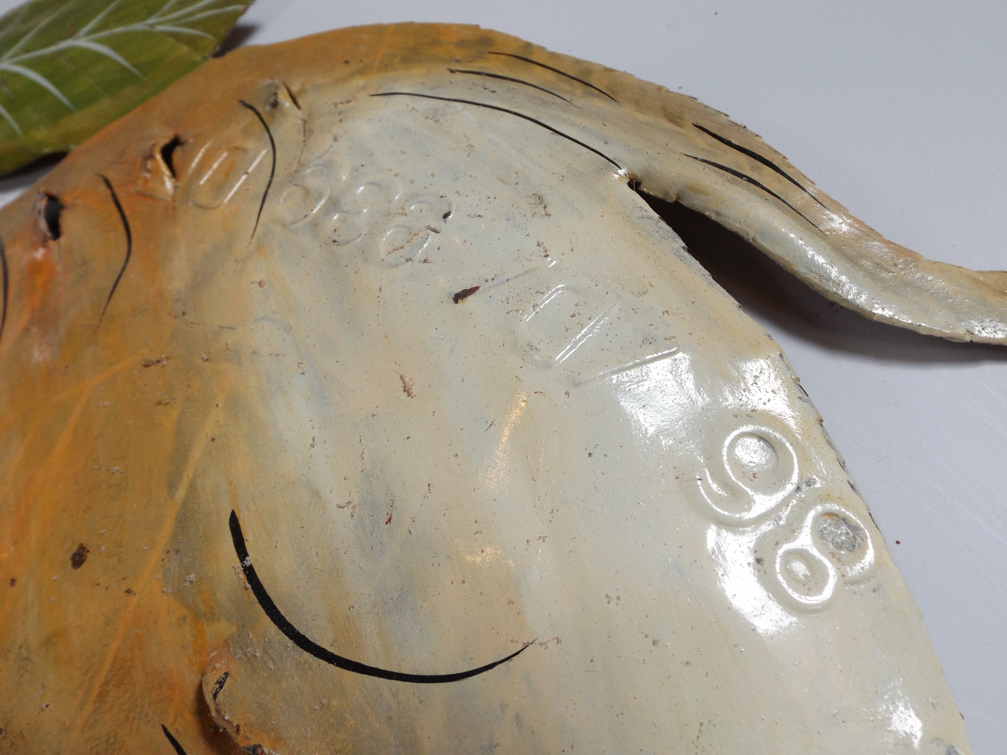 Painted Metal Elephant Wall Sculpture