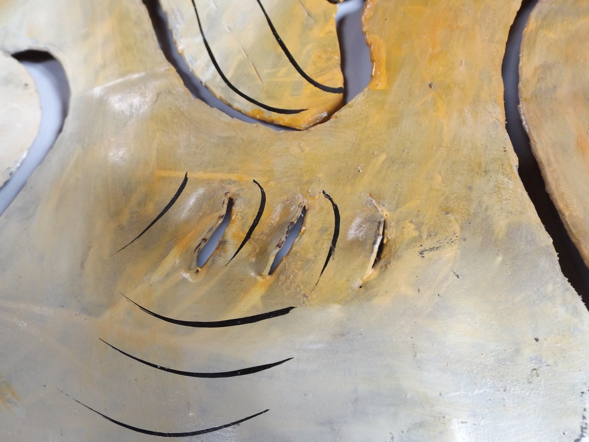 Painted Metal Elephant Wall Sculpture