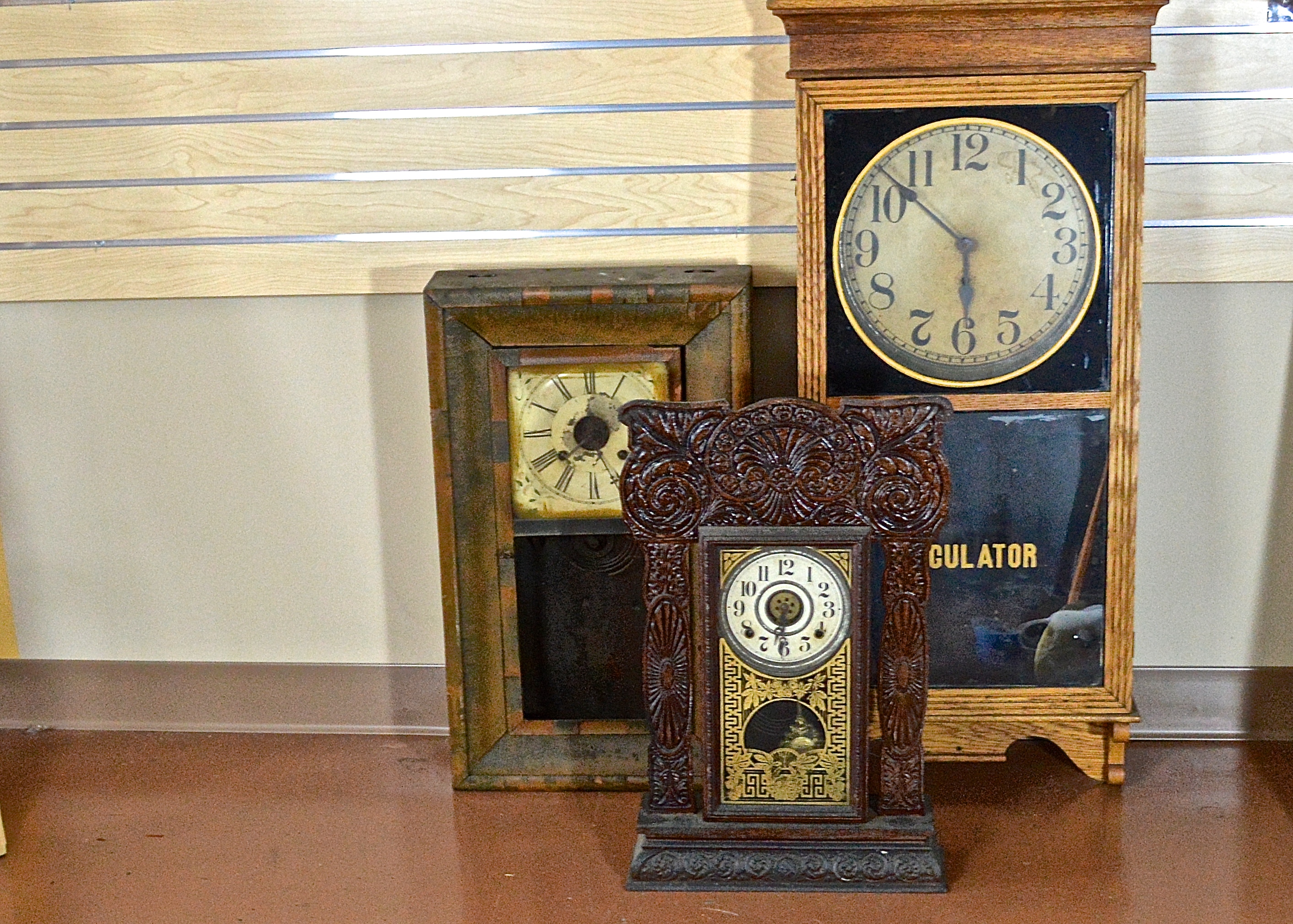 Three Antique Pendulum Mantel Clocks 