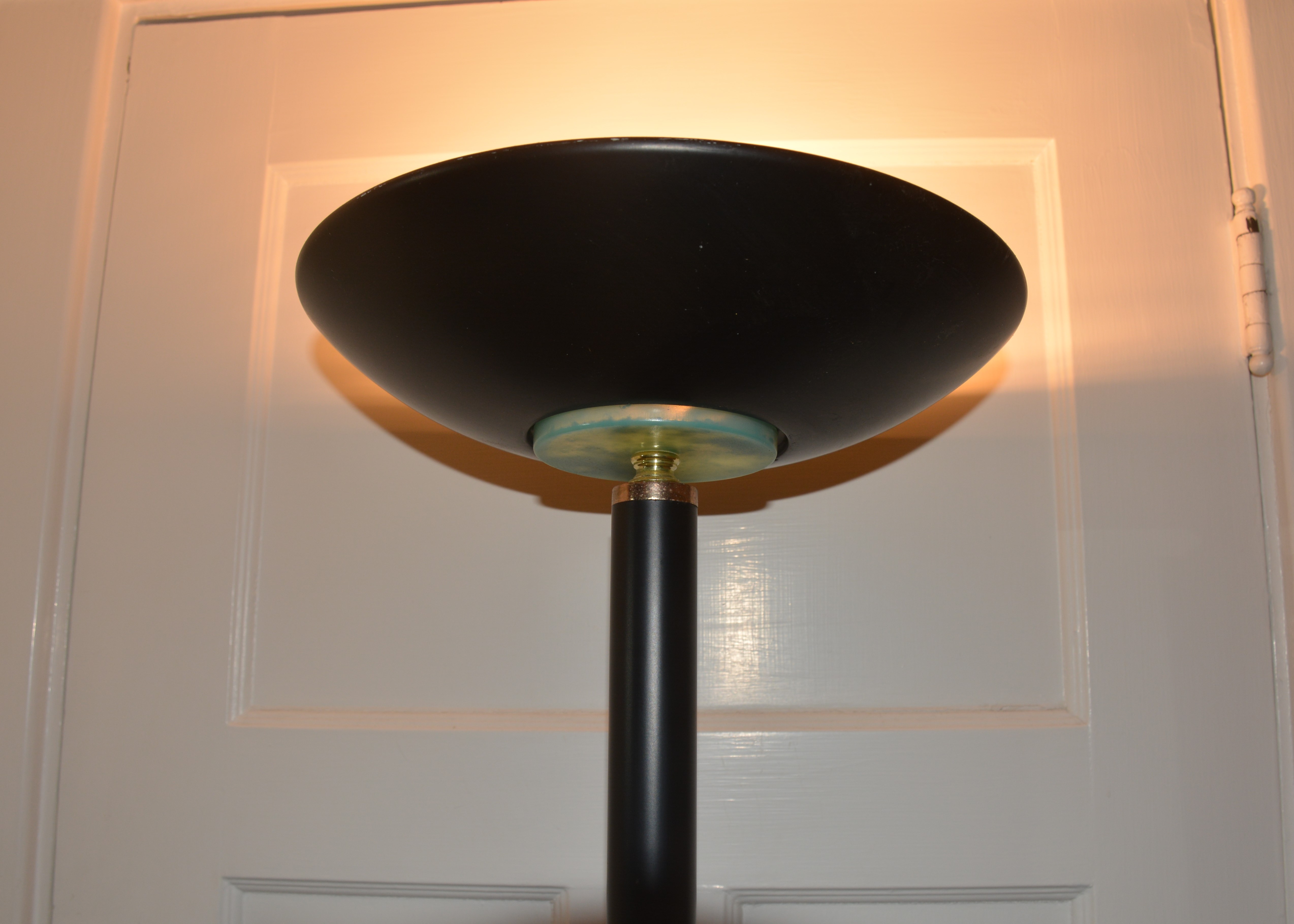 Elegant Tall Floor Lamp in Black with Gold Accents 