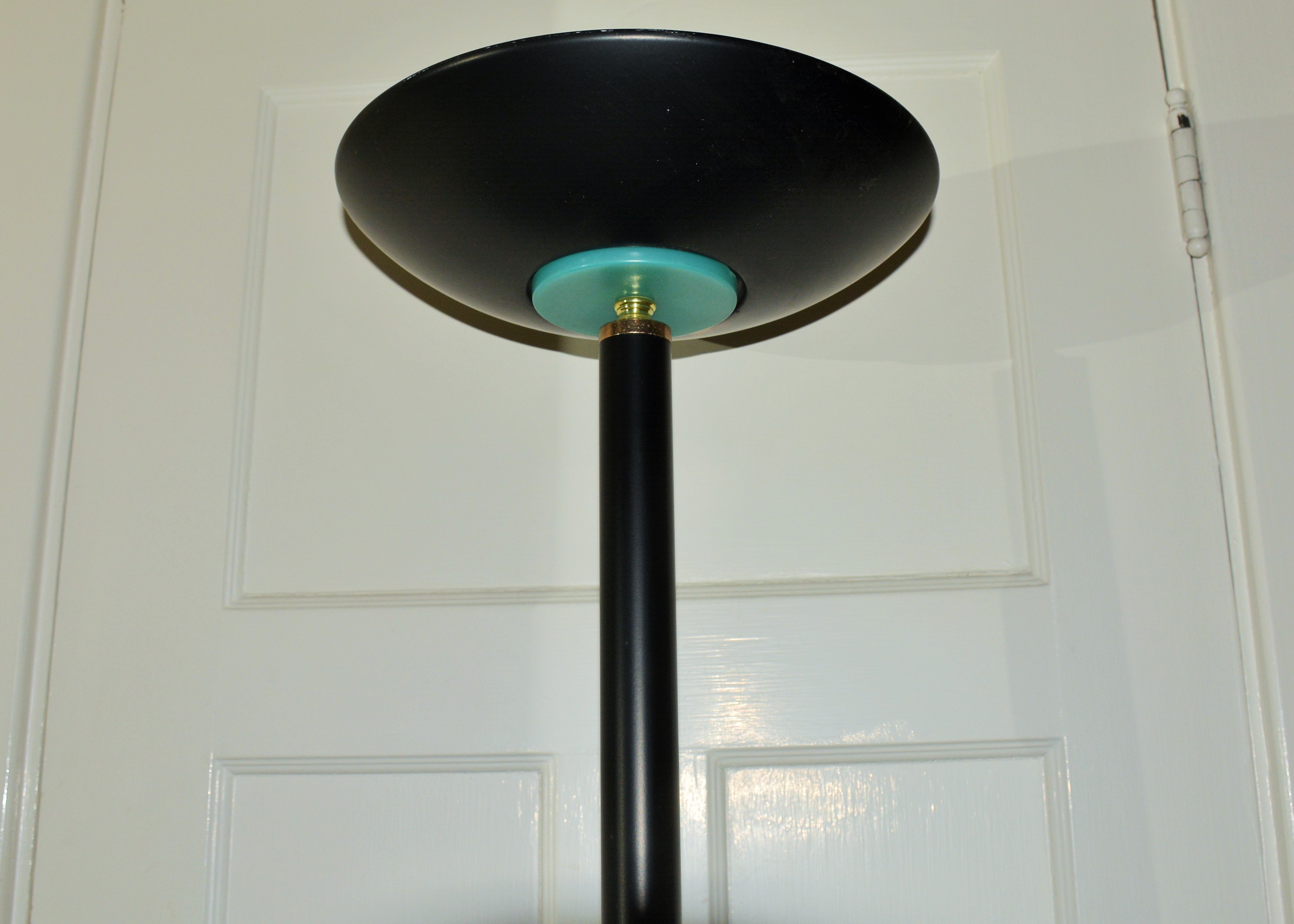 Elegant Tall Floor Lamp in Black with Gold Accents 