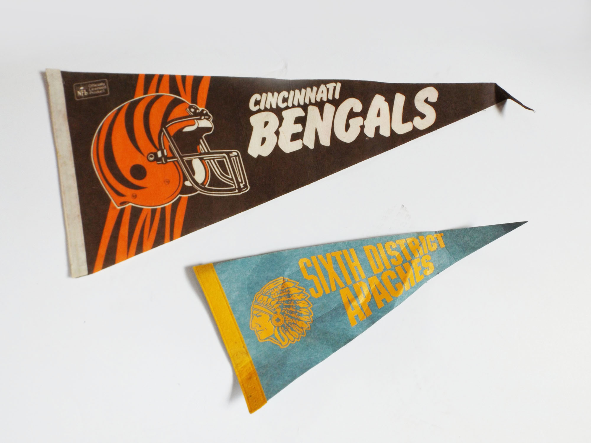 Retro Cincinnati Bengals and Apaches Pennants 