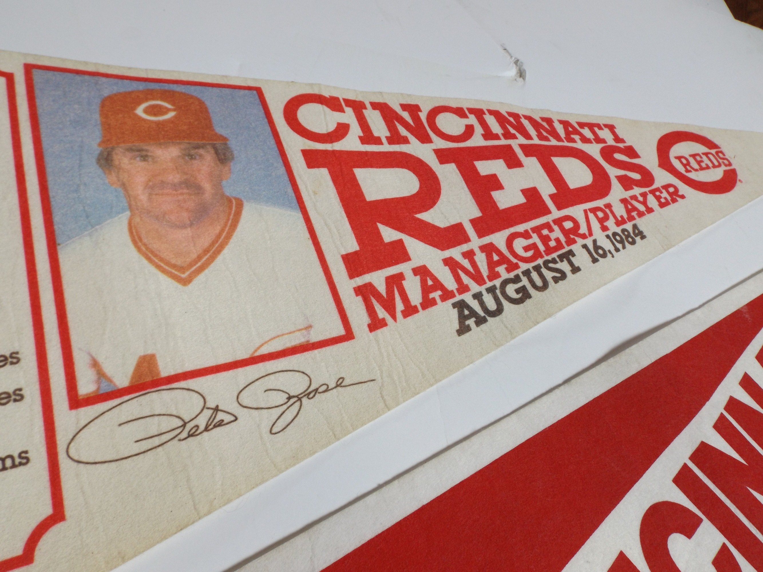 Retro Cincinnati Reds and Pete Rose Pennants