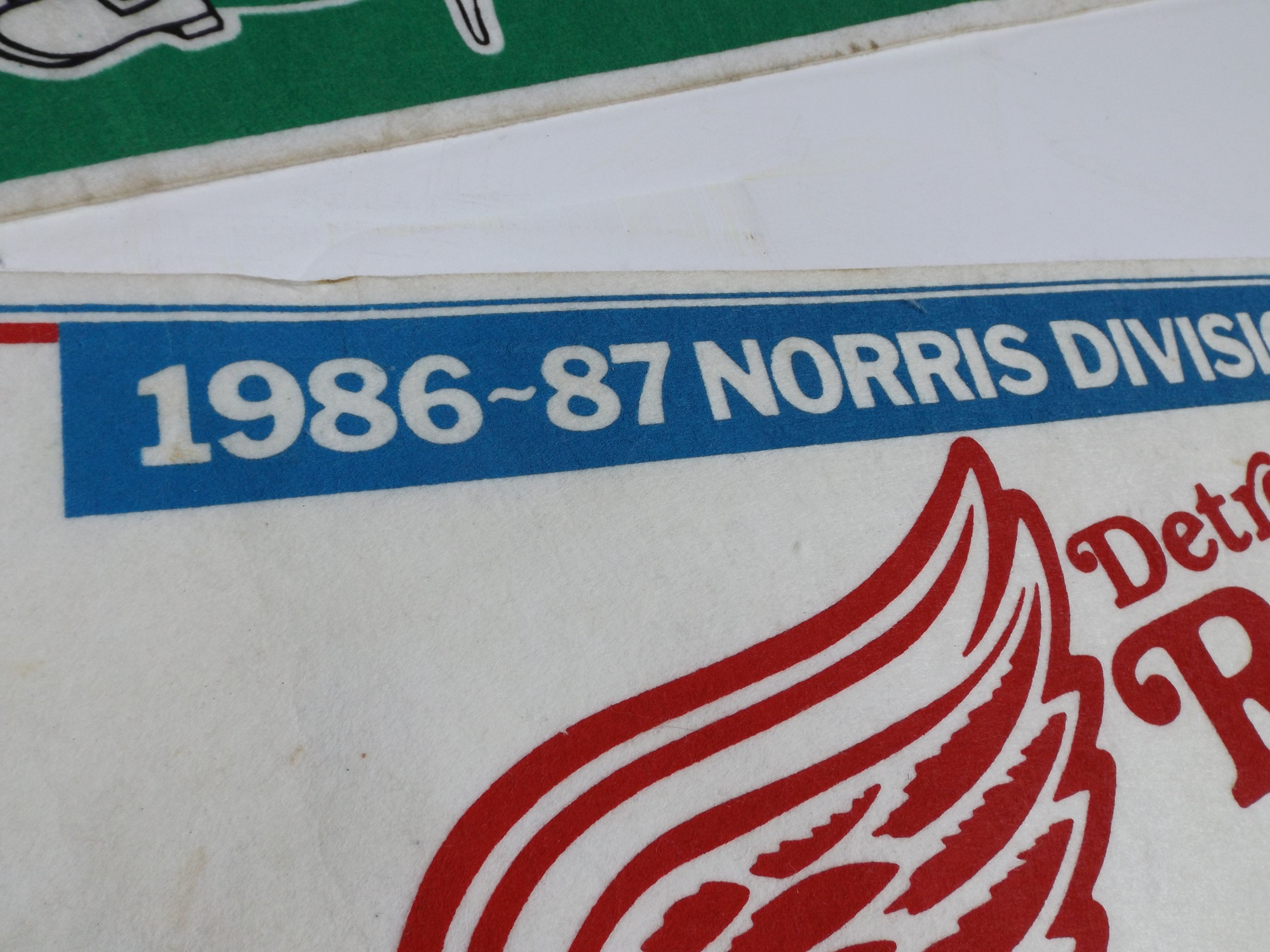 Retro Detroit Red Wings and Boston Celtics Pennants