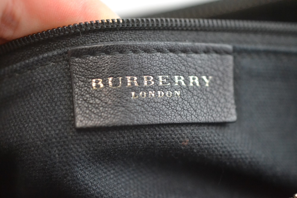 Burberry "BQGINNY" Black Leather Half Moon Style Handbag
