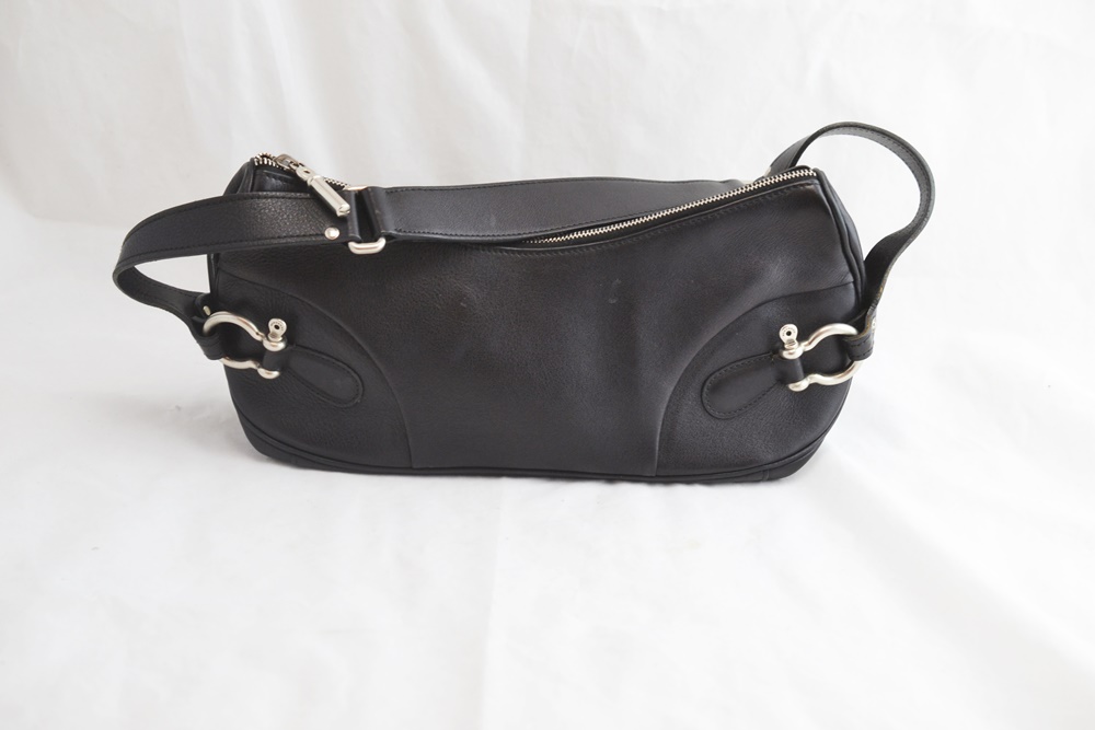 Burberry "BQGINNY" Black Leather Half Moon Style Handbag