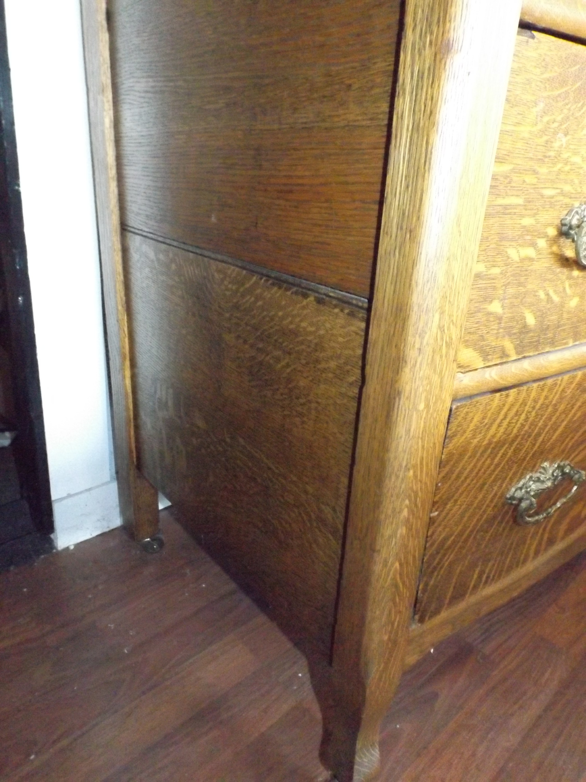 Victorian Golden Oak Wishbone Mirrored Dresser