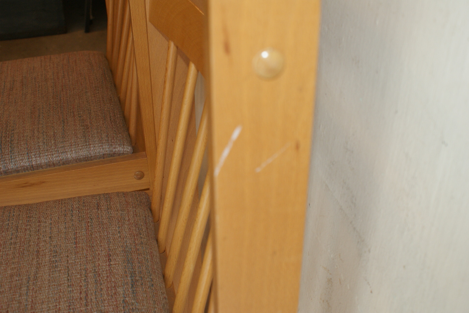 Pair of Solid Wood Chairs with Woven Fabric Seats