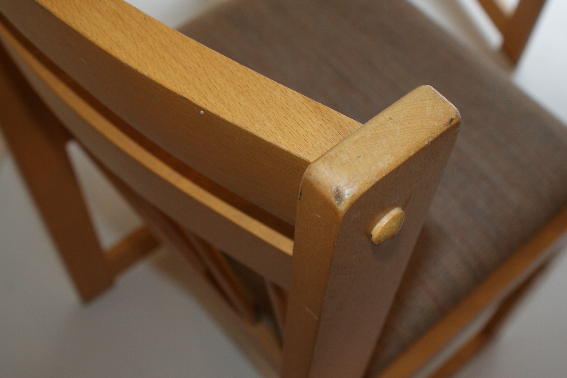 Pair of Solid Wood Chairs with Woven Fabric Seats