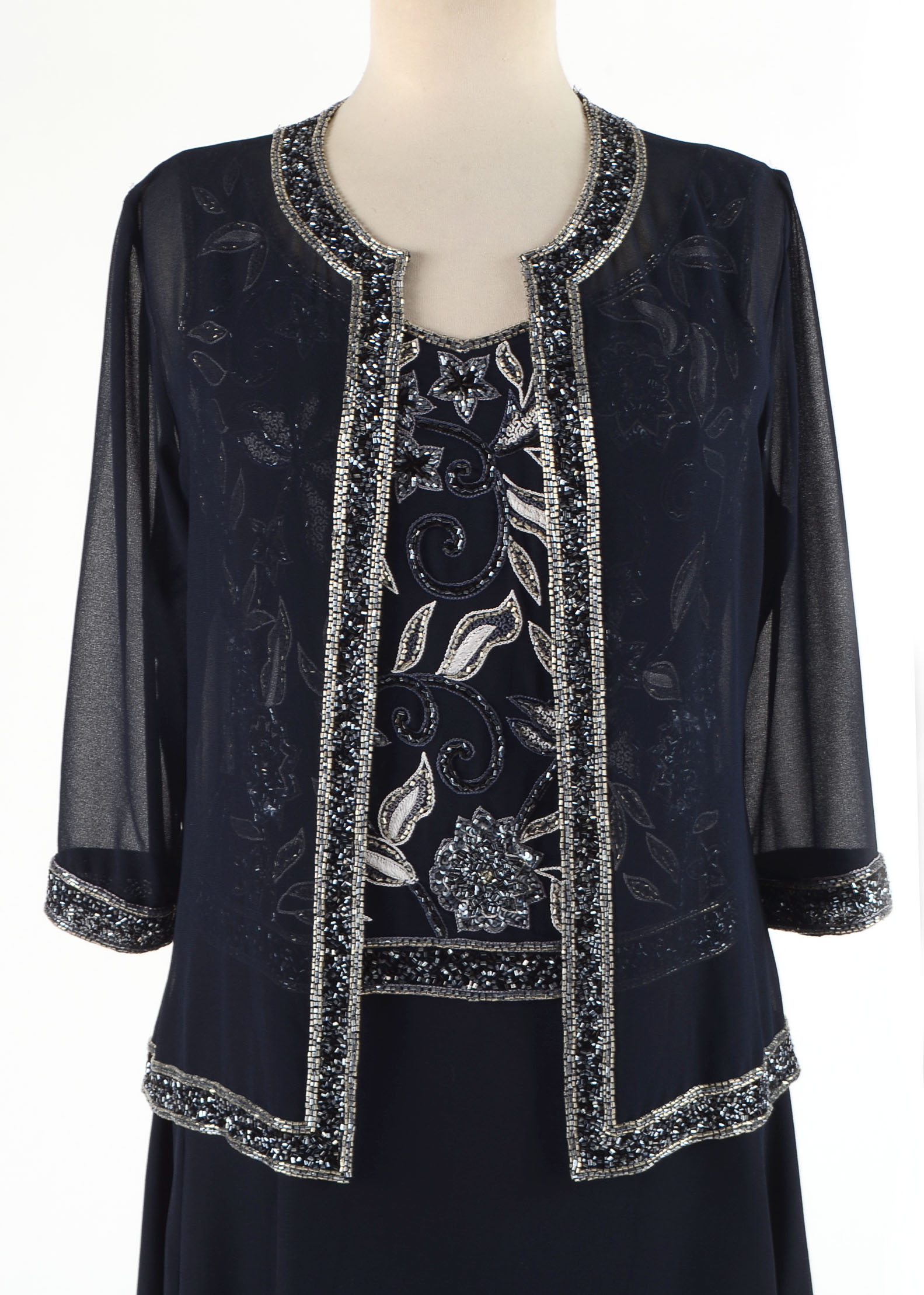 Jkara of New York Hand Beaded Formal Dress with Jacket