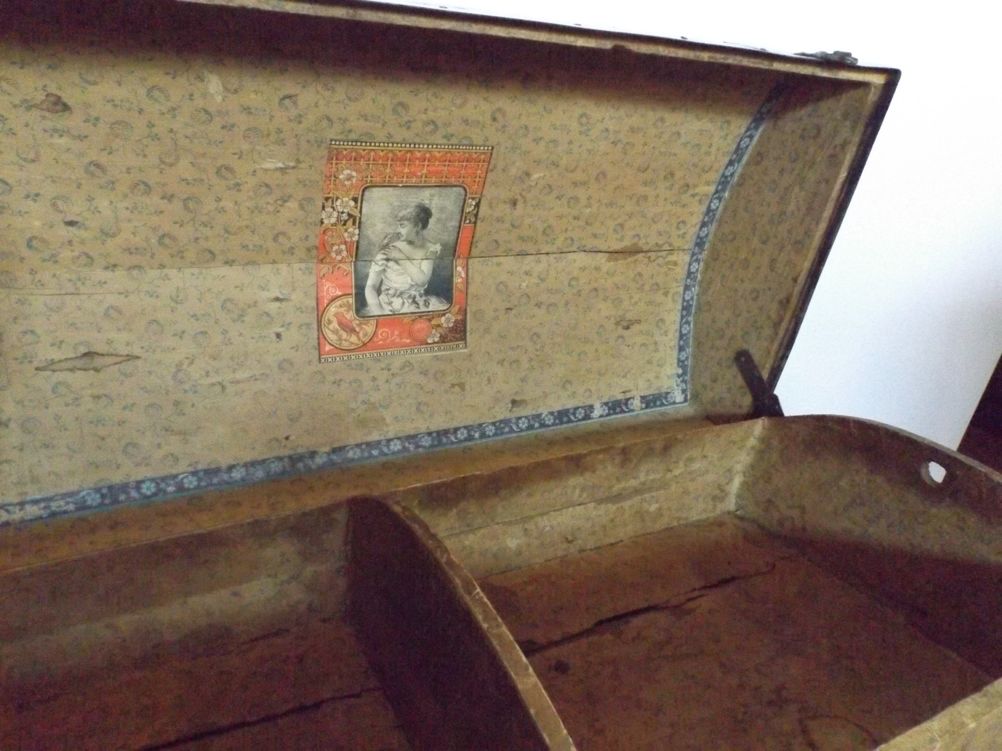 Vintage Trunk with Original Wallpaper Lining