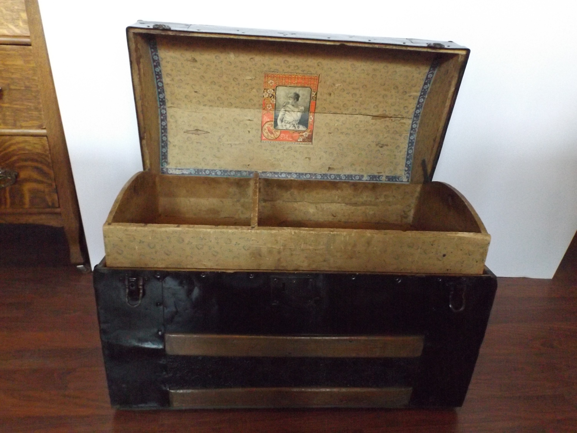 Vintage Trunk with Original Wallpaper Lining