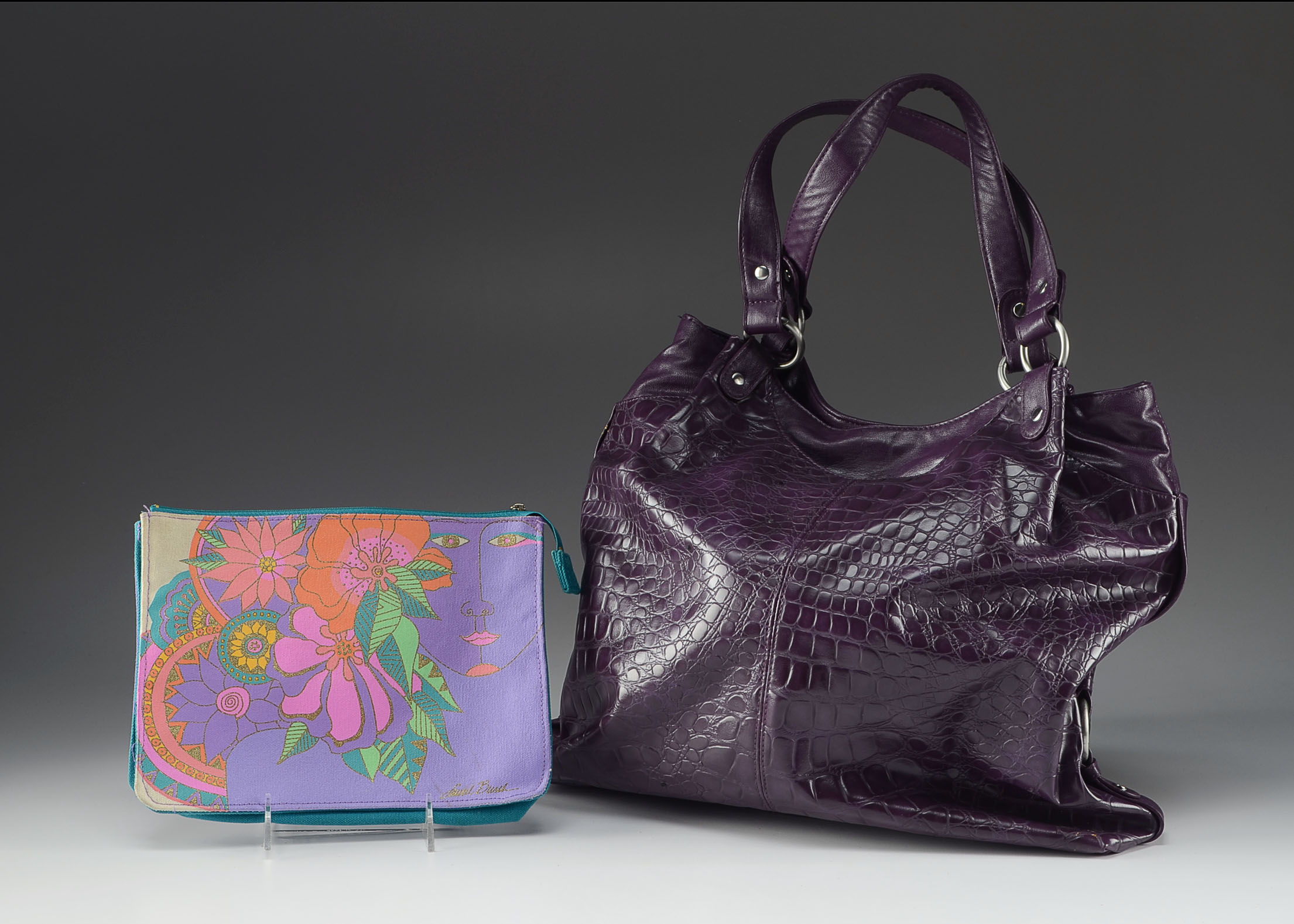 Coldwater Creek Leather Shoulder Bag and Laurel Burch Case