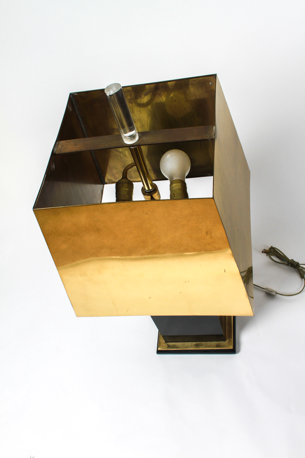 Brass and Black Modern Square Shade Lamp