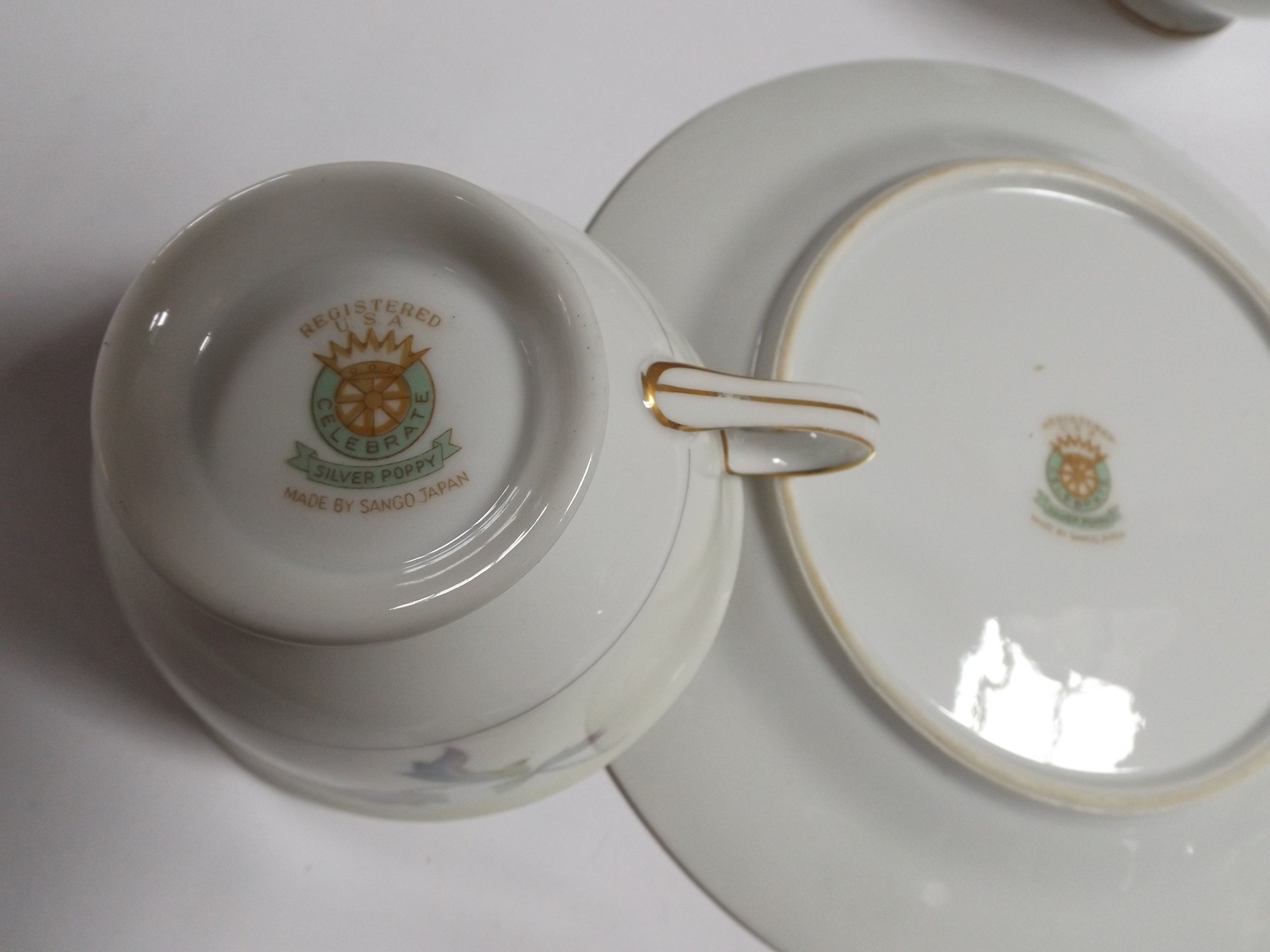 Japanese Sanyo 'Silver Poppy' China