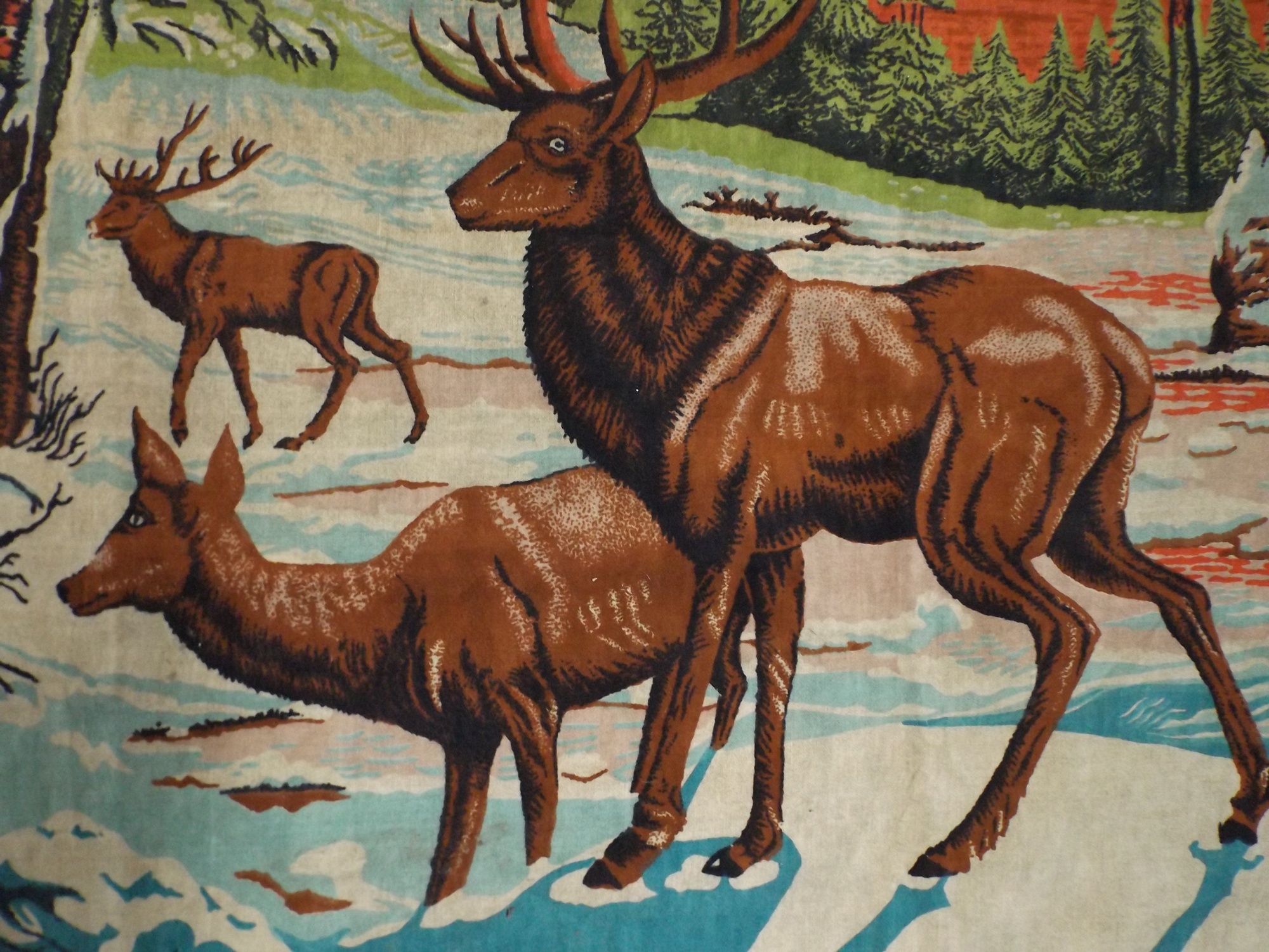 1950s Velvet Wall Hanging with Deer