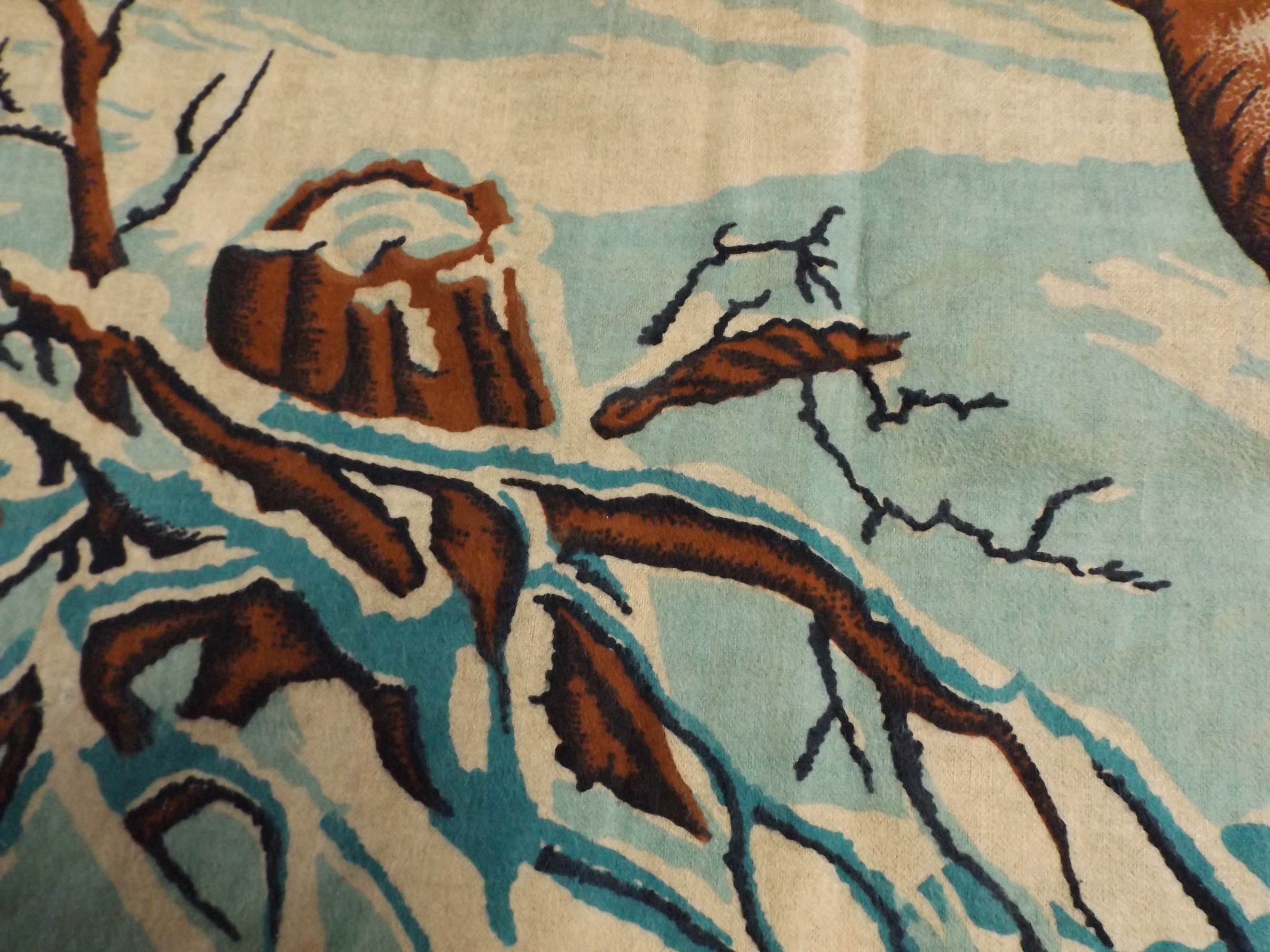 1950s Velvet Wall Hanging with Deer