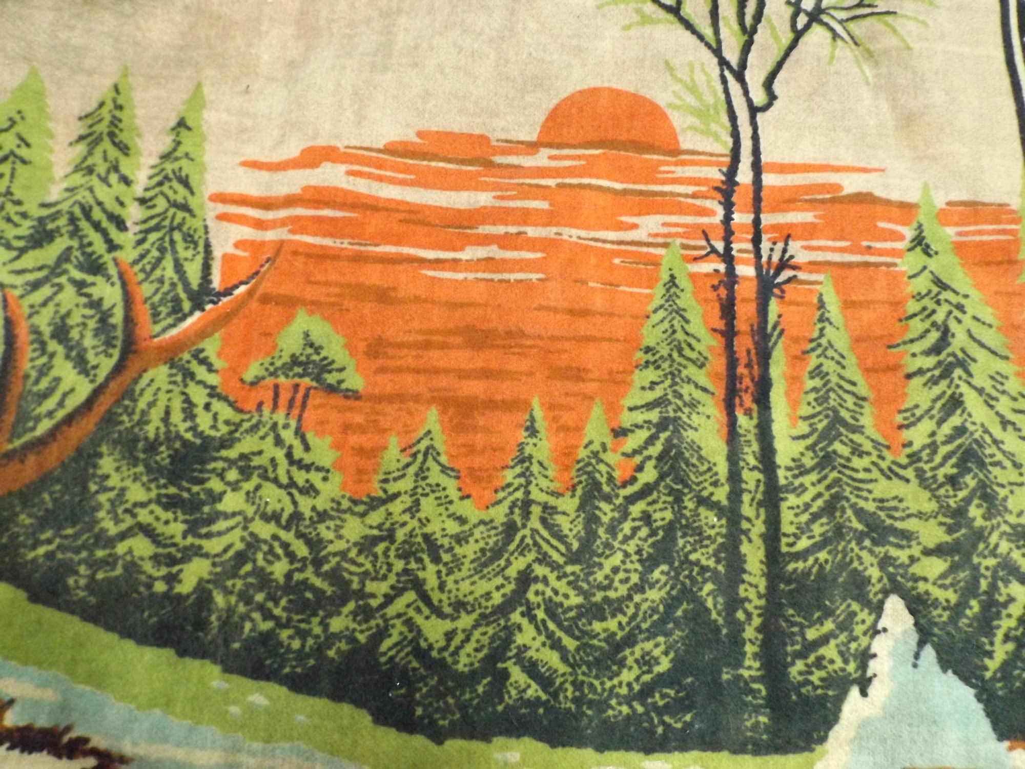 1950s Velvet Wall Hanging with Deer