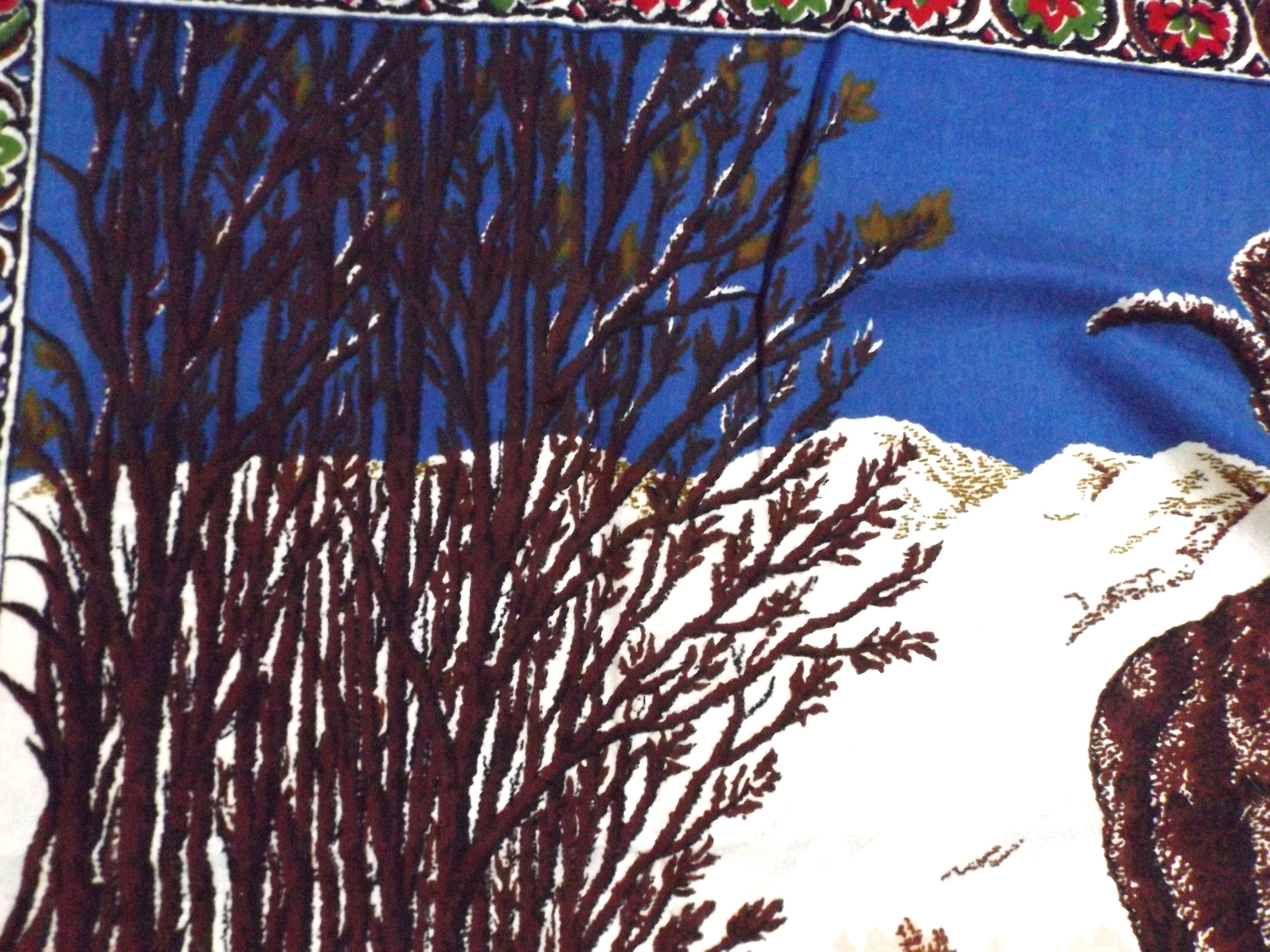 Retro Wall Textile with Big Horned Sheep