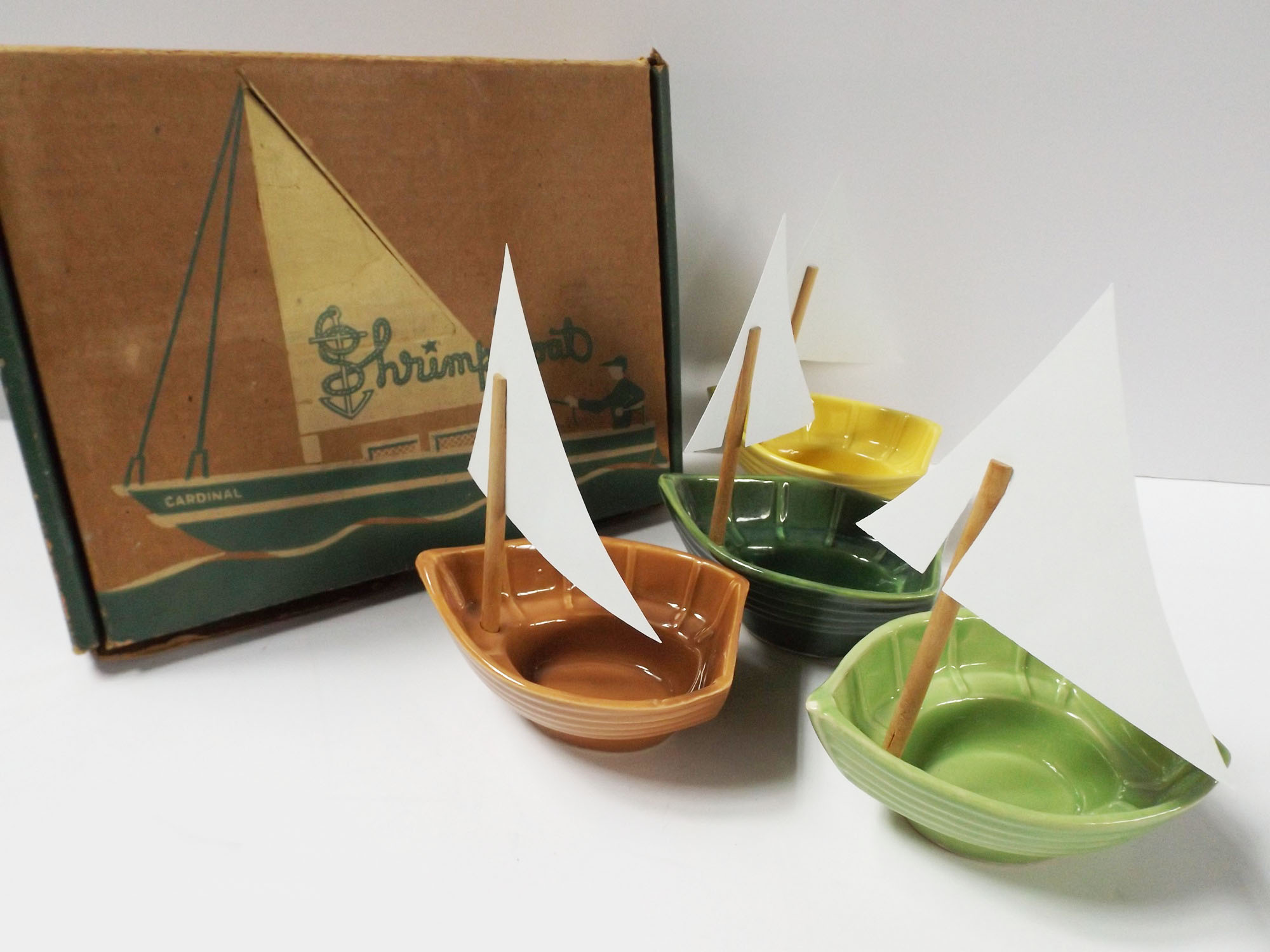 Retro Cardinal China Shrimp Boats in Original Box