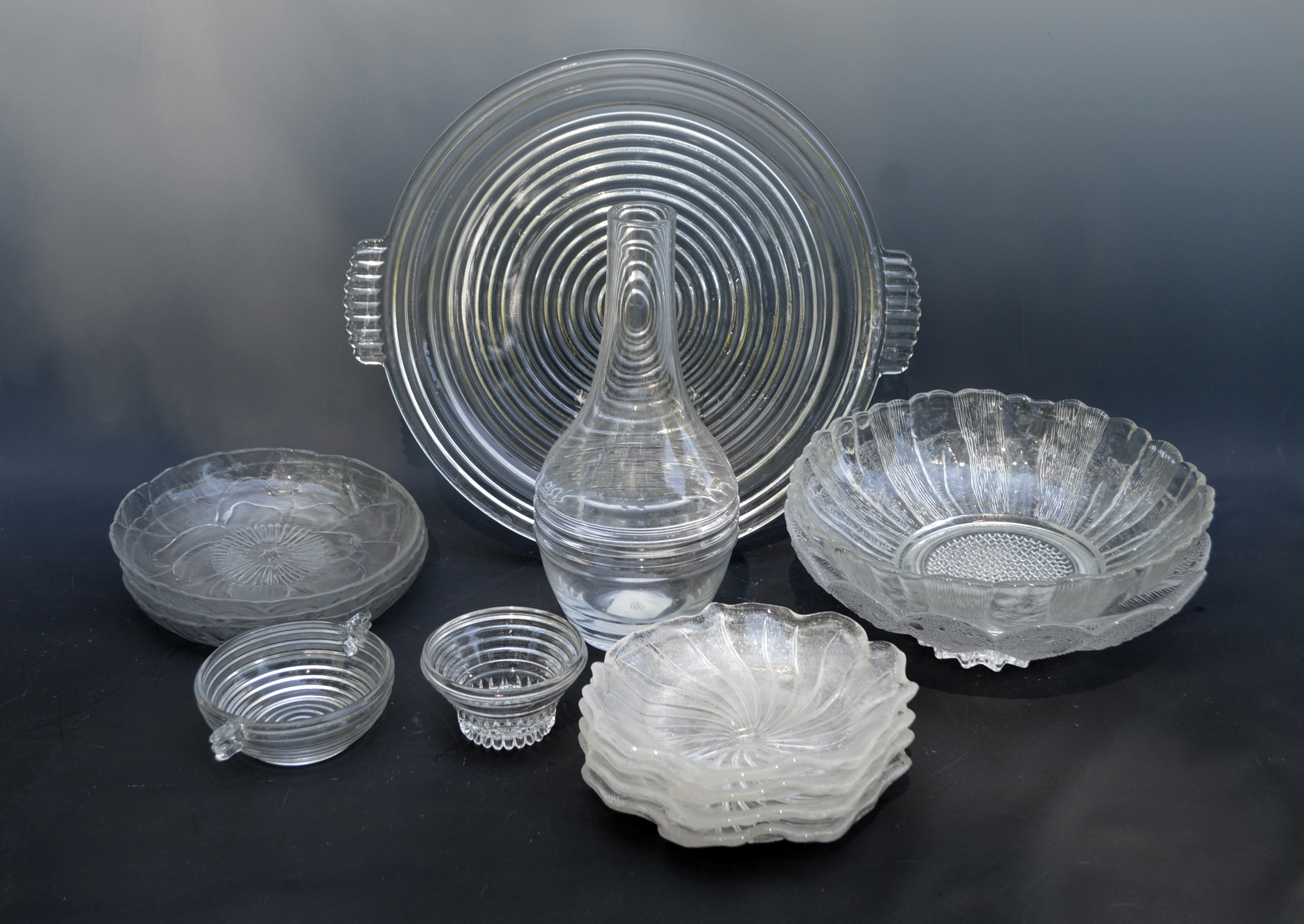 Variety of Vintage and Modern Glass Platters and Serve Ware