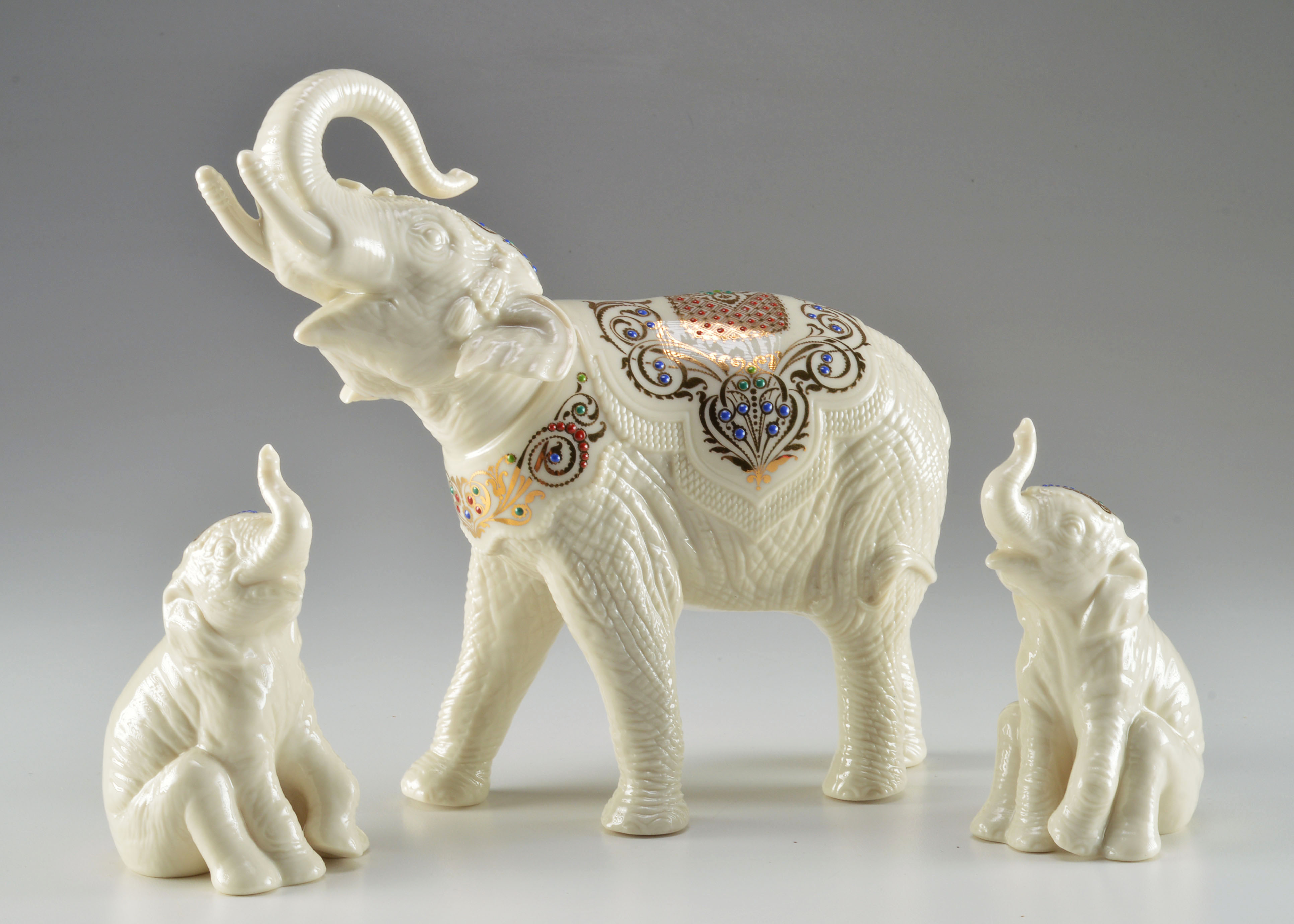 Three Lenox Porcelain Elephant Figurines