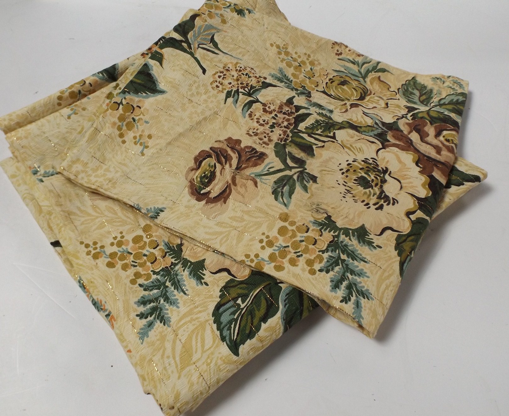 1950s Barkcloth Curtain Panels