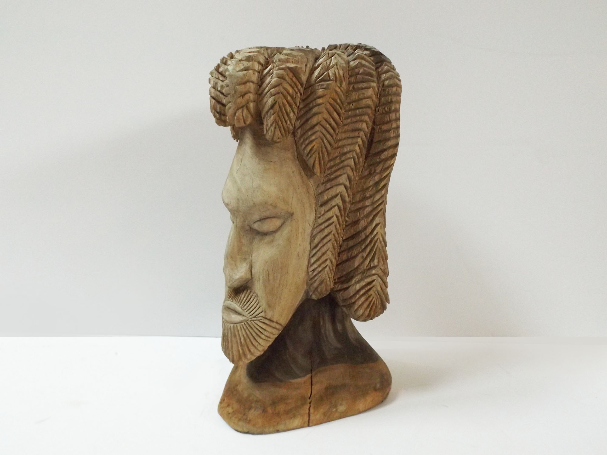 Primitive Haitan Carved Wooden Bust