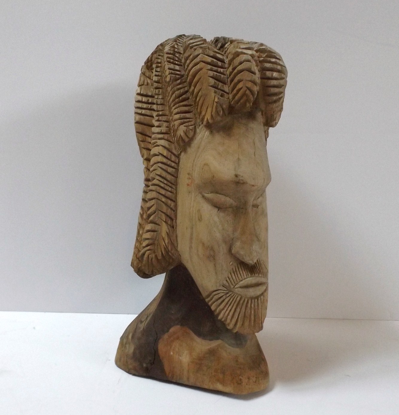 Primitive Haitan Carved Wooden Bust