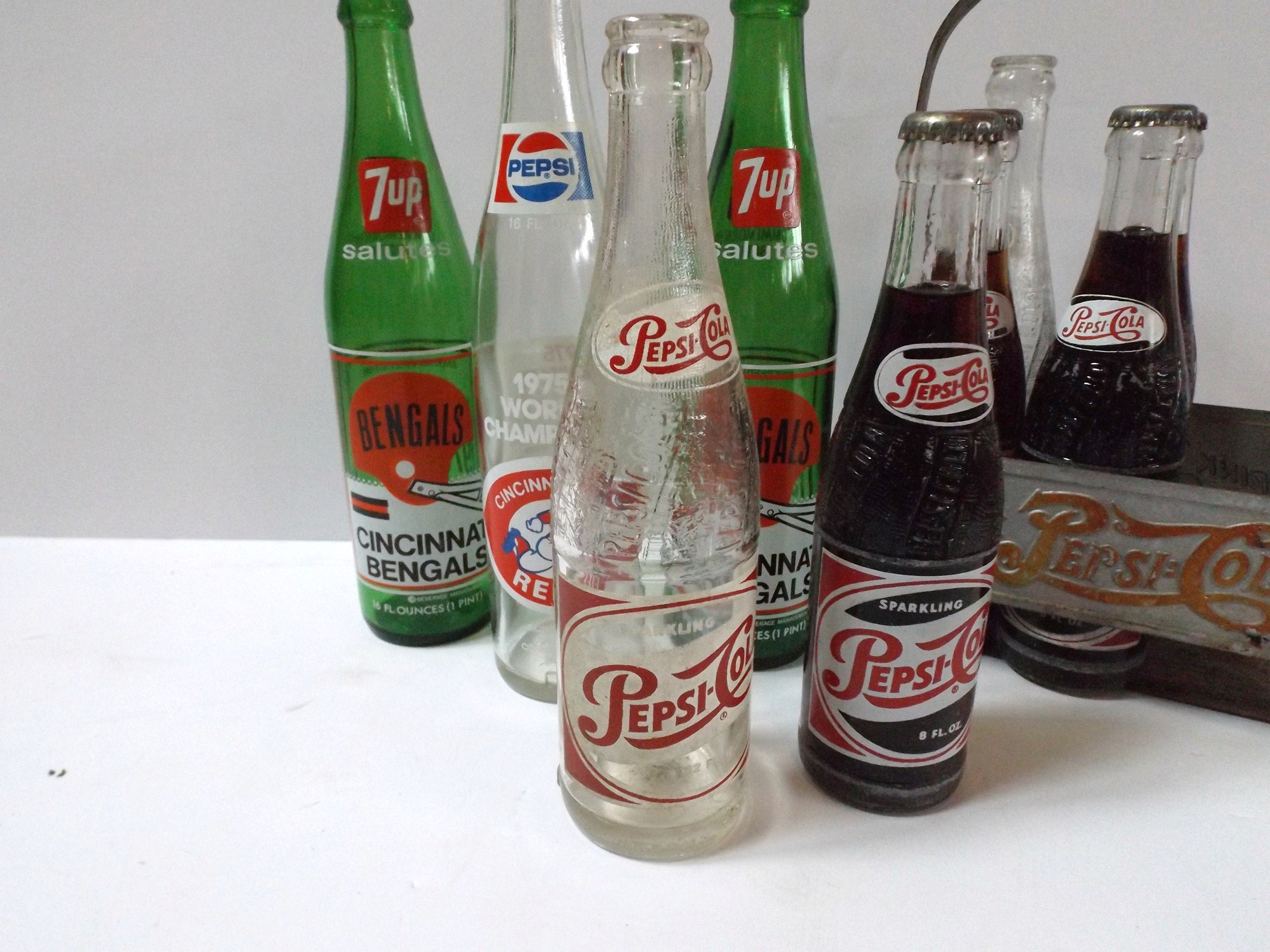 Vintage Pepsi Bottles and Carrier, Bengals and Reds Bottles