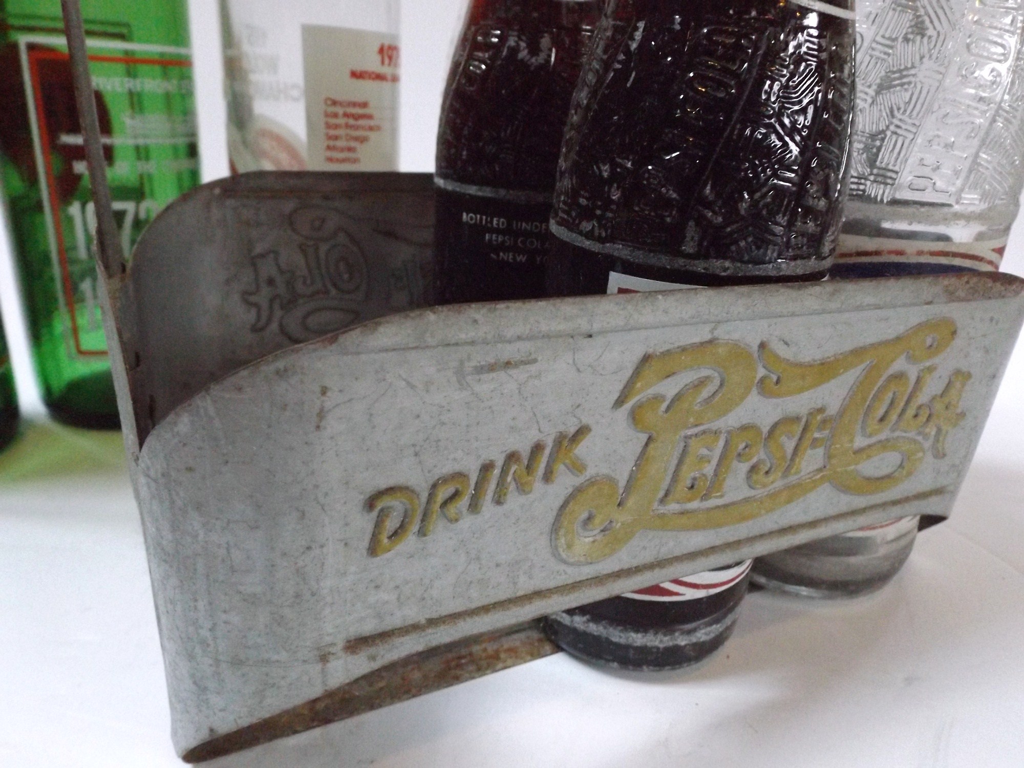 Vintage Pepsi Bottles and Carrier, Bengals and Reds Bottles