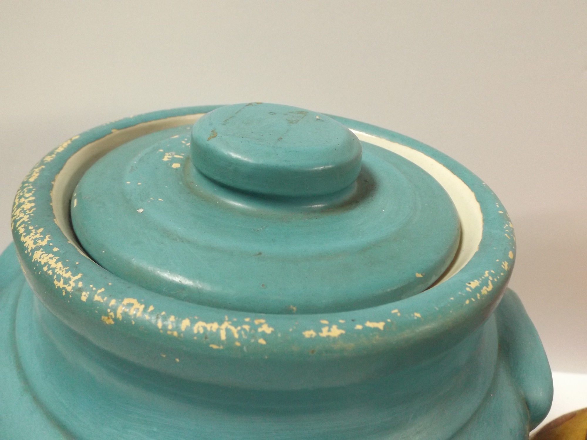 Vintage Floral-Painted Pottery Canisters