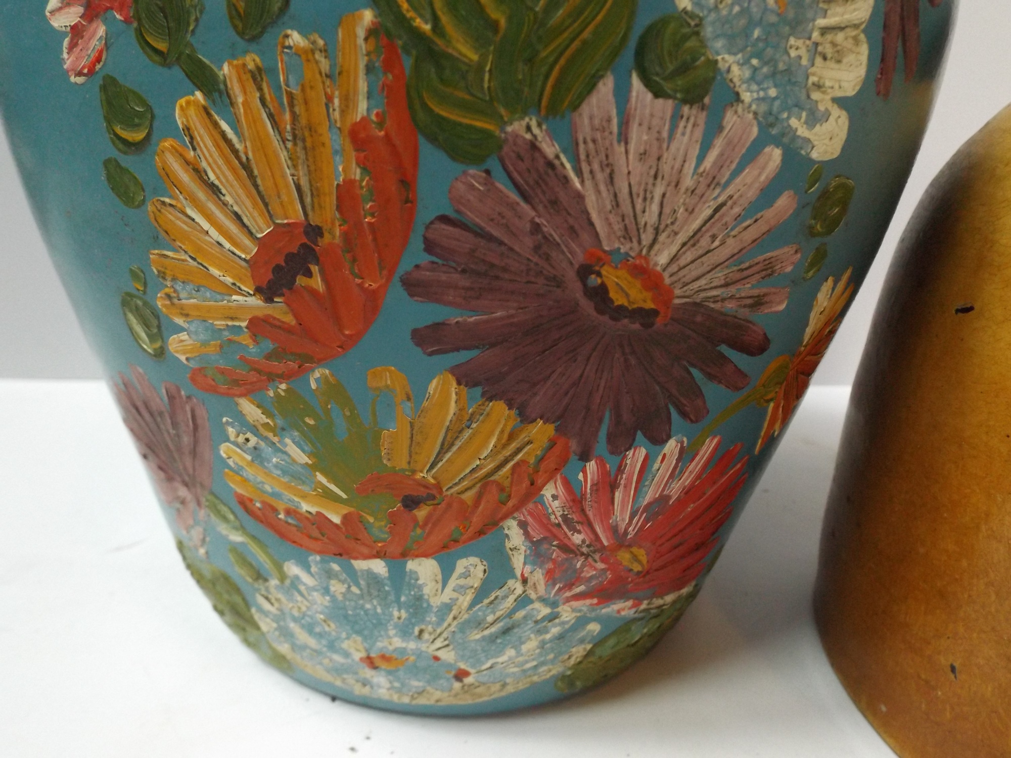 Vintage Floral-Painted Pottery Canisters