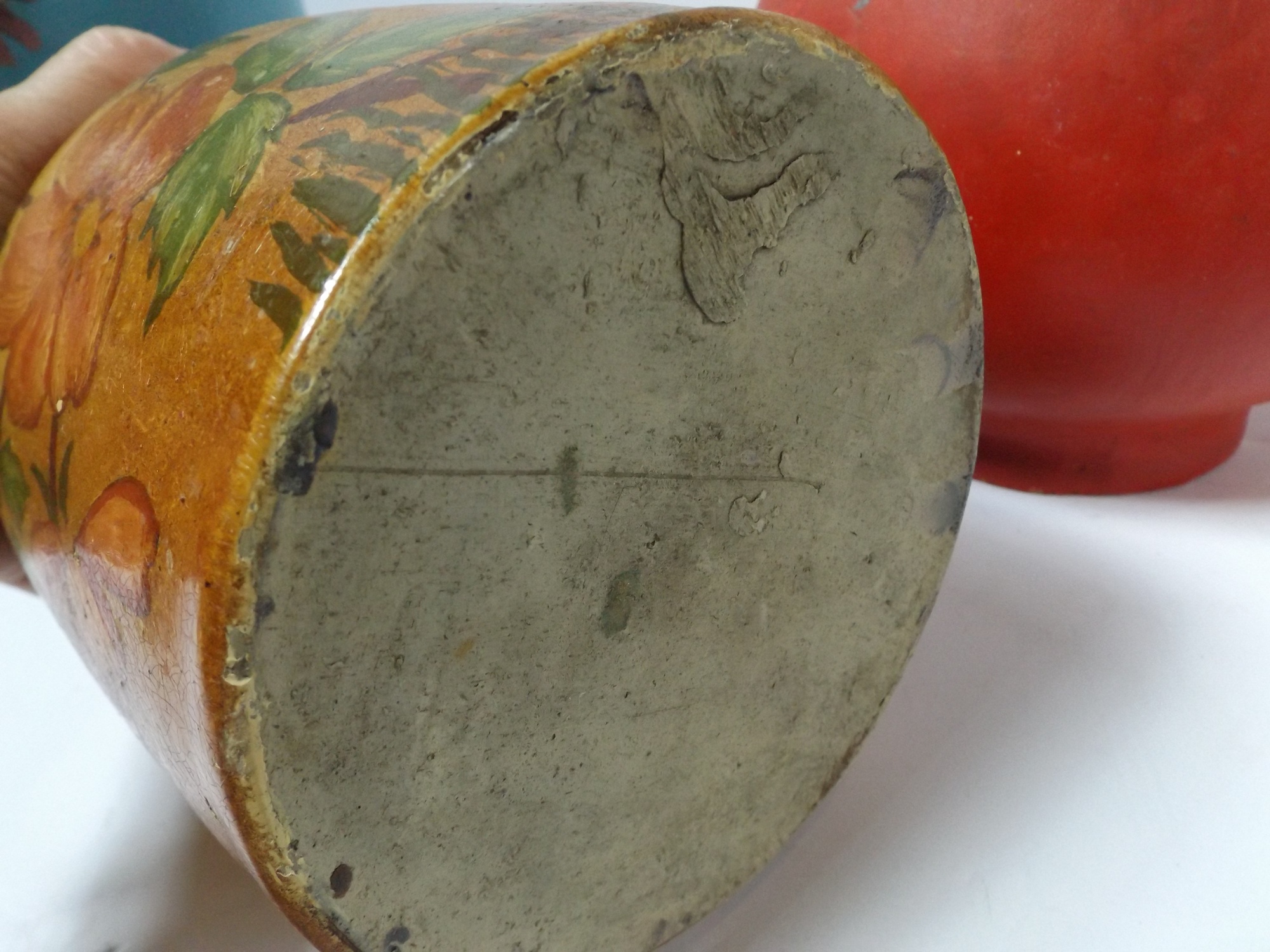 Vintage Floral-Painted Pottery Canisters