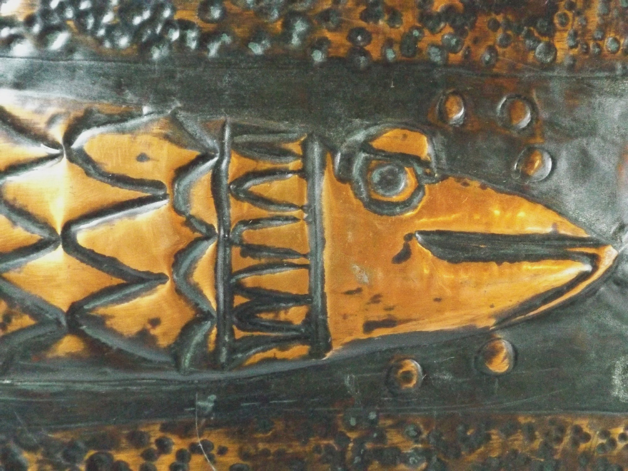 Mid Century Hammered Finish Copper Fish Plaque