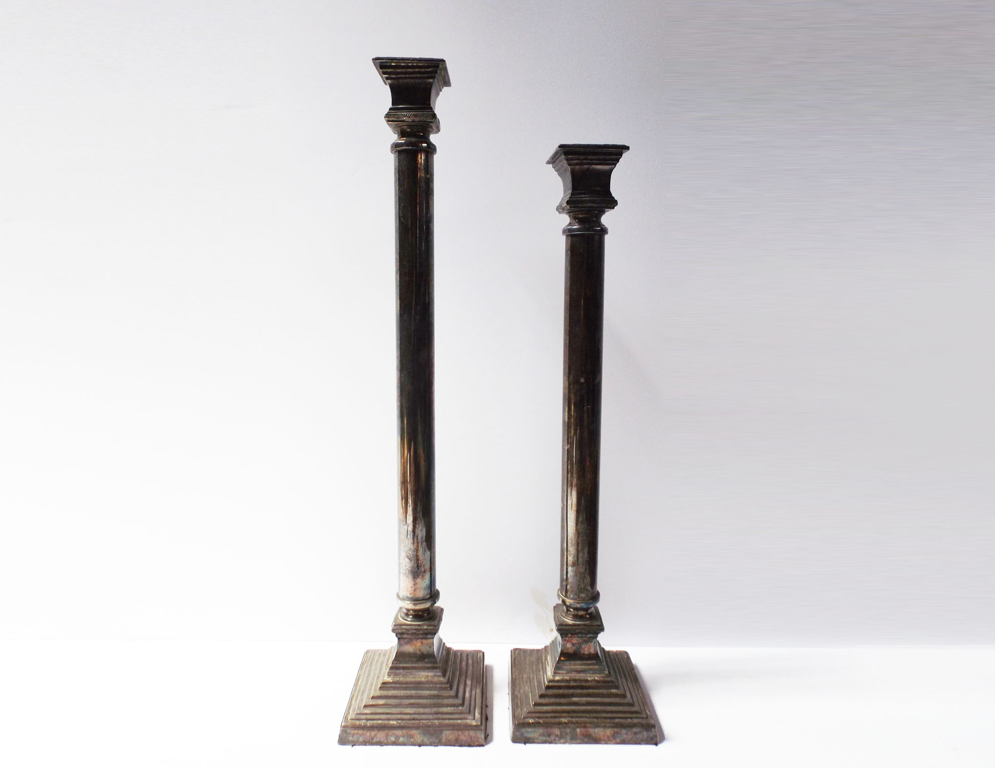 Tall Silver Plate Candle Holders