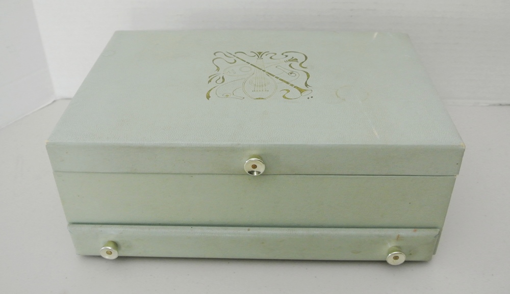 Soft Blue Music Playing Jewelry Box Filled with Jewelry