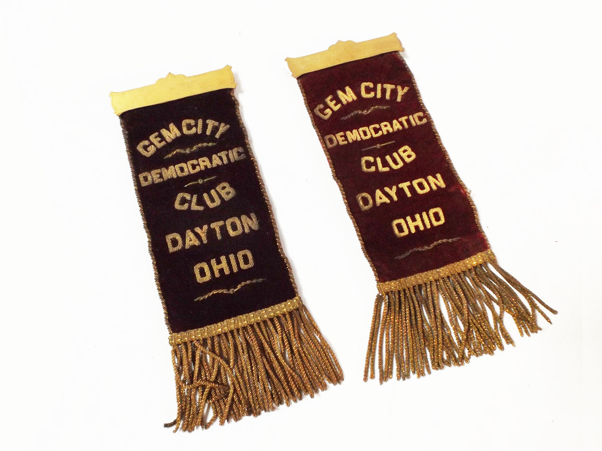 Vintage Velvet and Gimp Political Ribbons