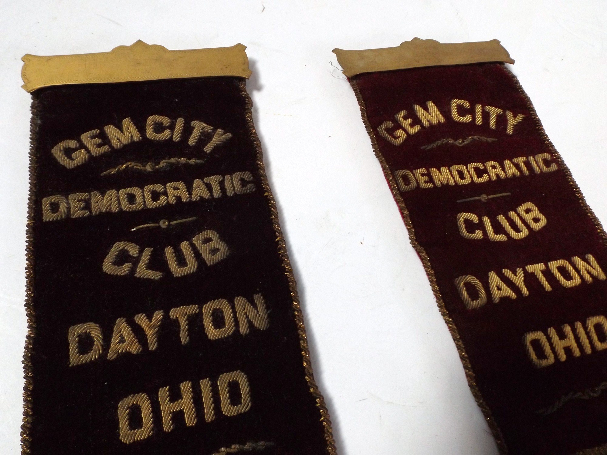 Vintage Velvet and Gimp Political Ribbons
