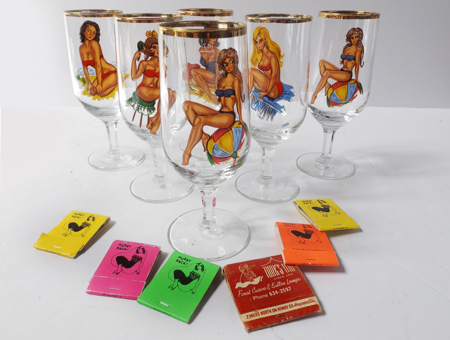 Pin Up Wine Glasses and Matches