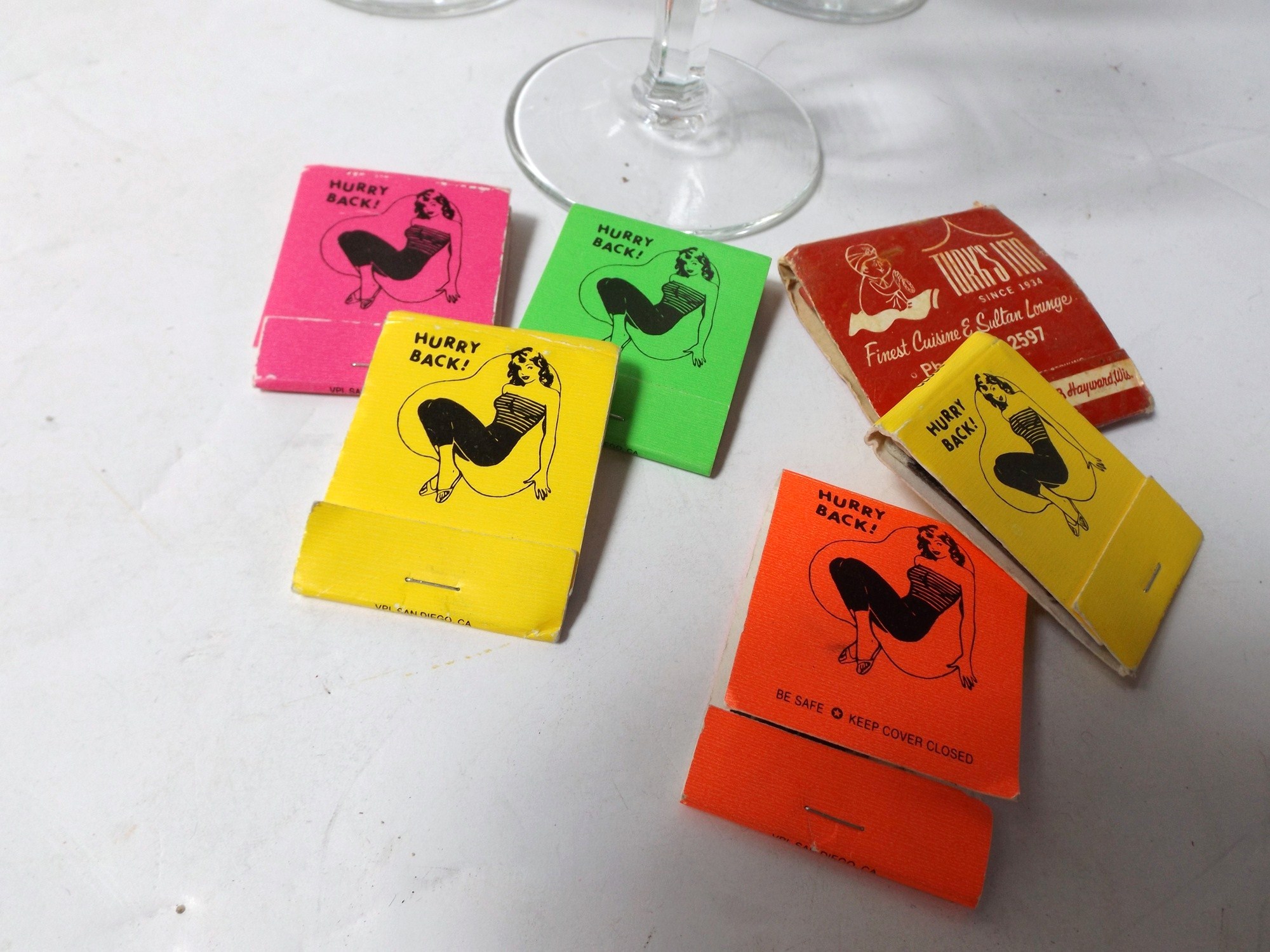 Pin Up Wine Glasses and Matches