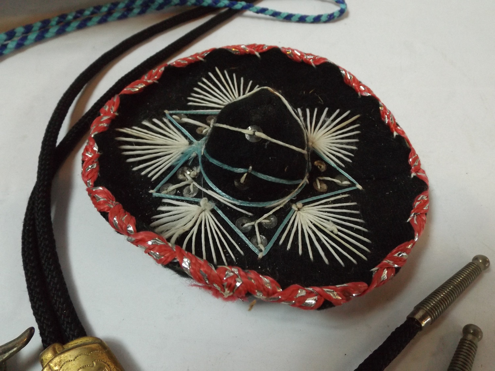 Resistol Beaver Cowboy Hat, Mexican Abalone Buckle, Bolo Ties