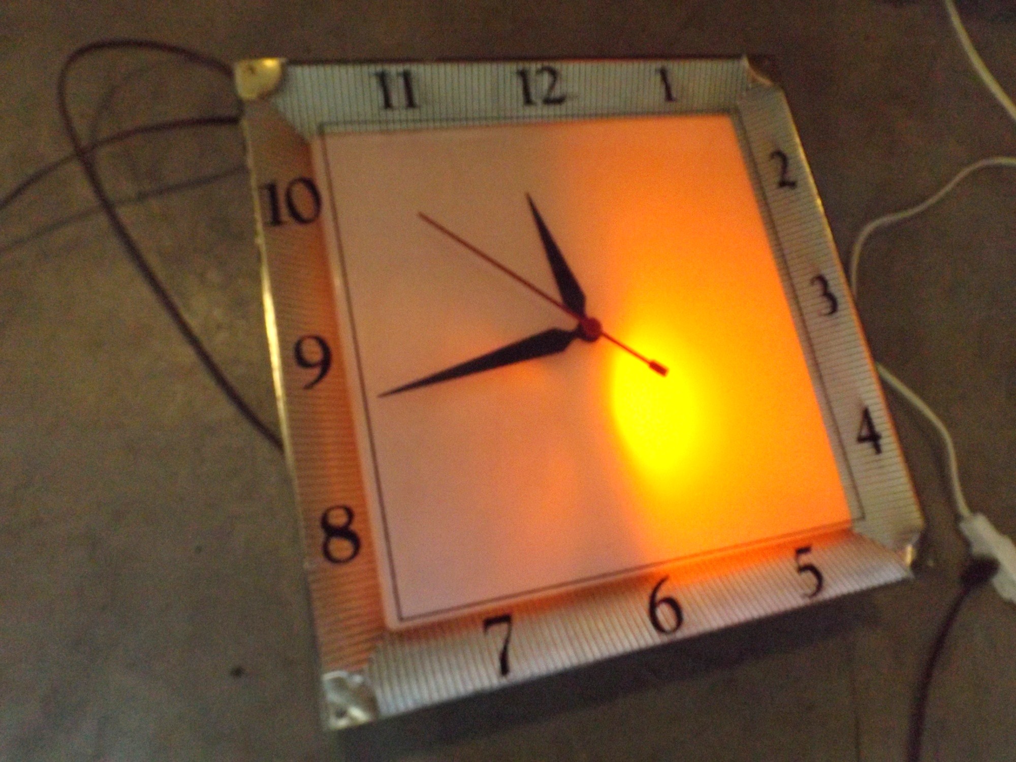 Mid Century Lighted Electric Wall Clock